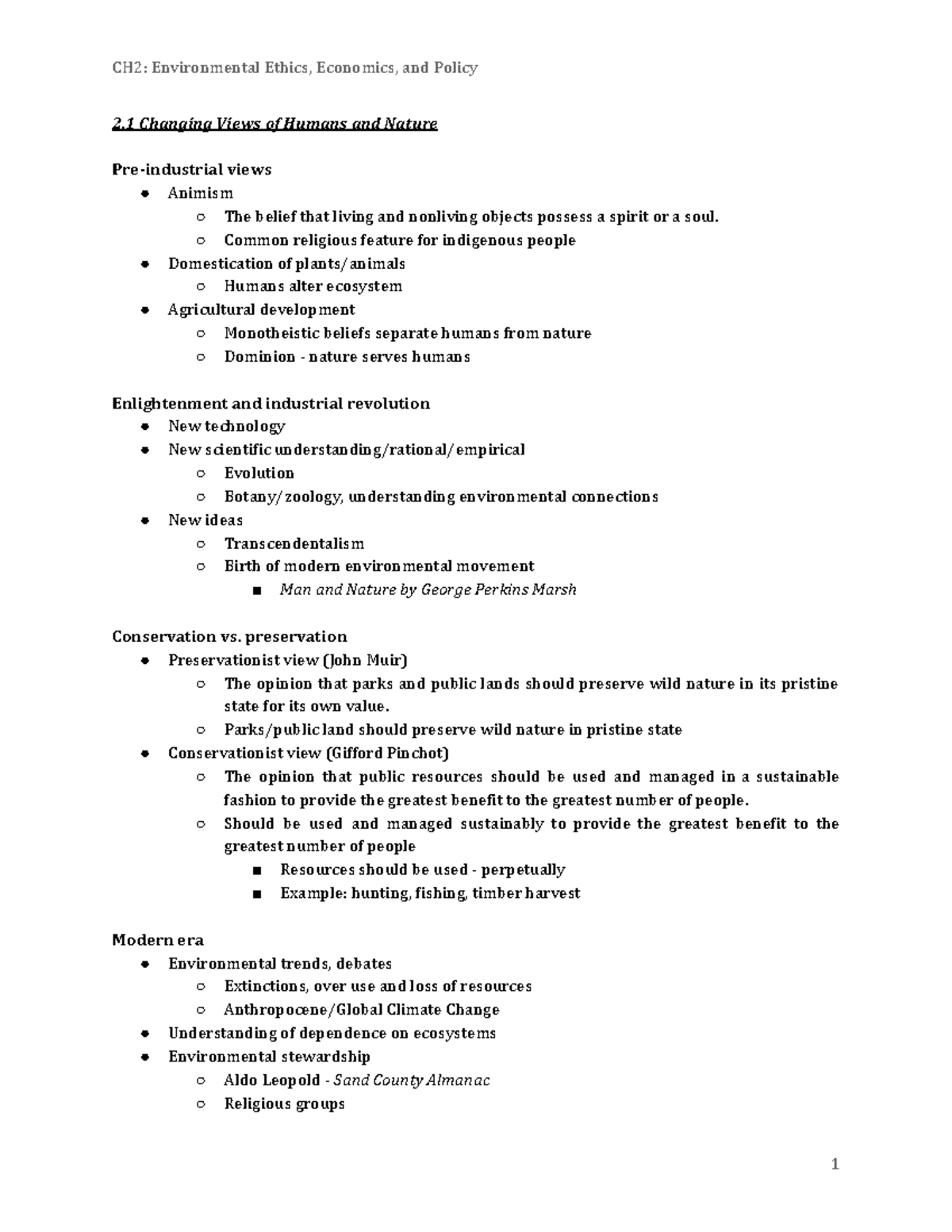 CH 2 Environmental Ethics, Economics, and Policy Overview and Insights ...