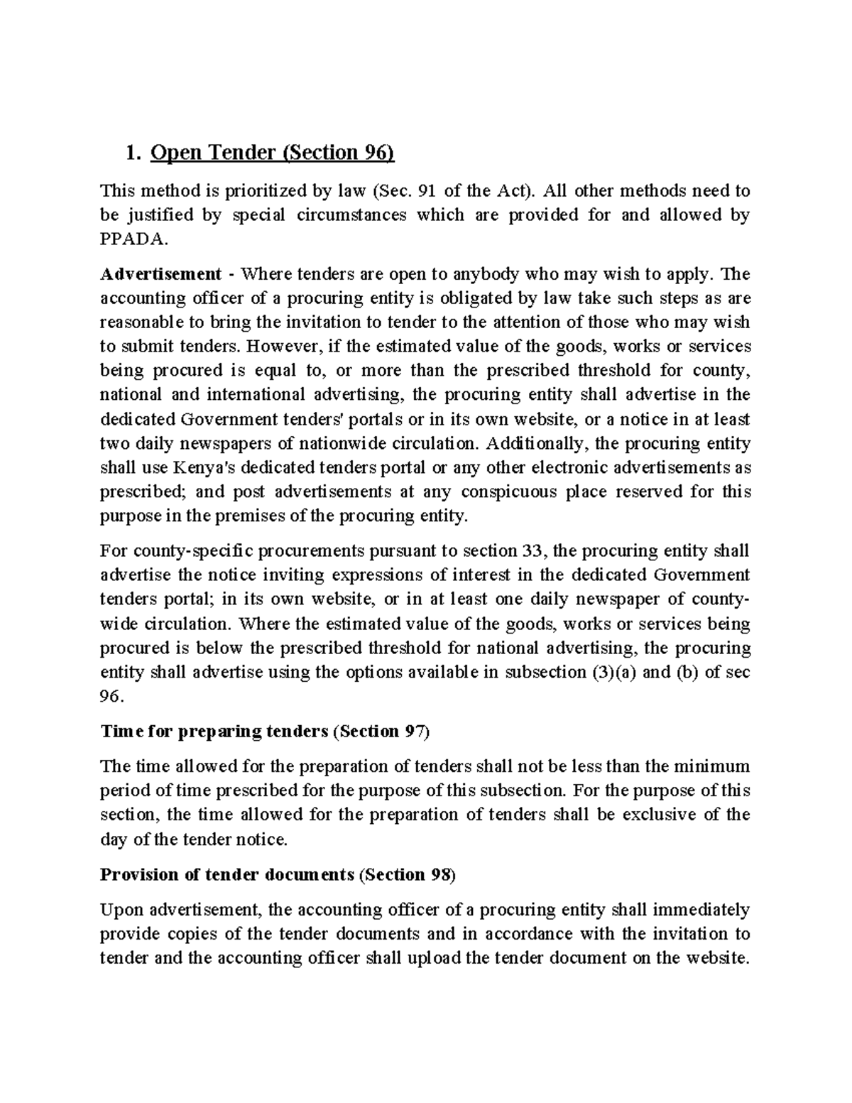 Methods of Procurement: Open, Two-Stage, Direct and Low-Value ...