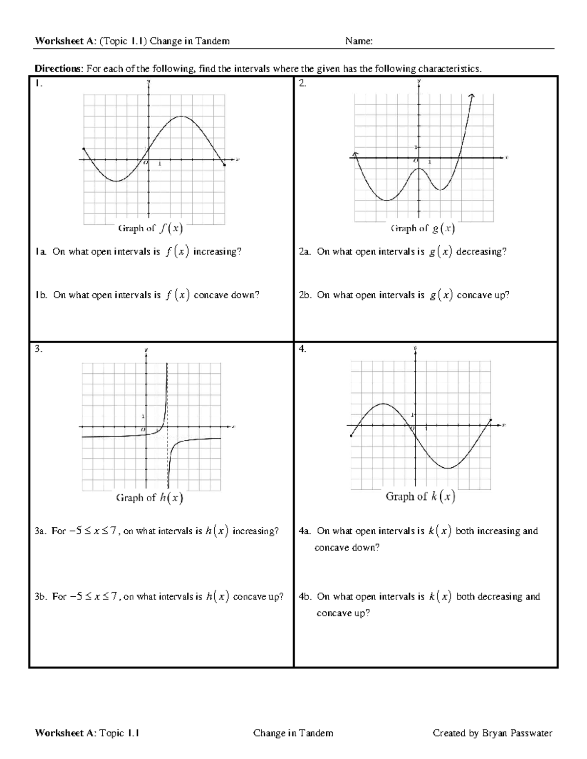 Wkst A: Topic 1.1 - Precalculus Unit 1 Characteristics Analysis - Studocu