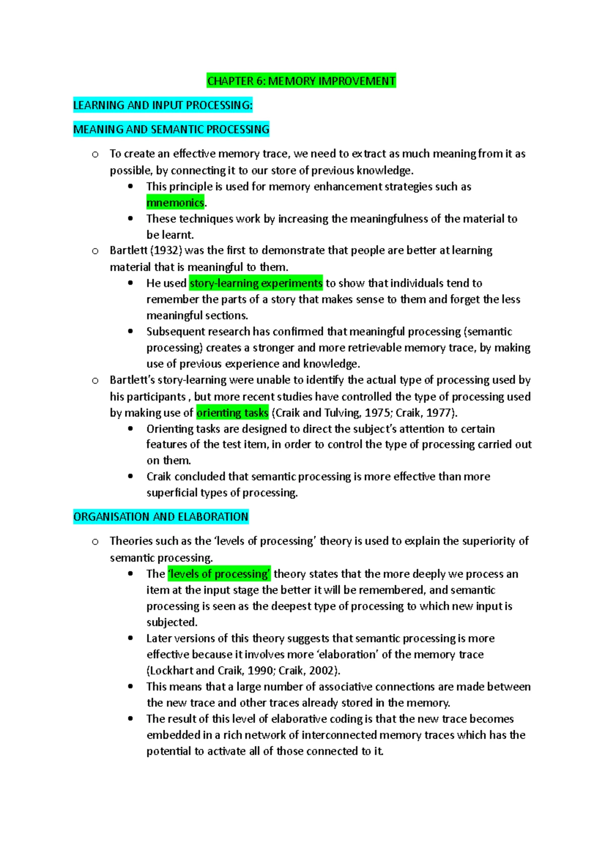 Memory Improvement Techniques and Mnemonic Strategies - Theories and ...