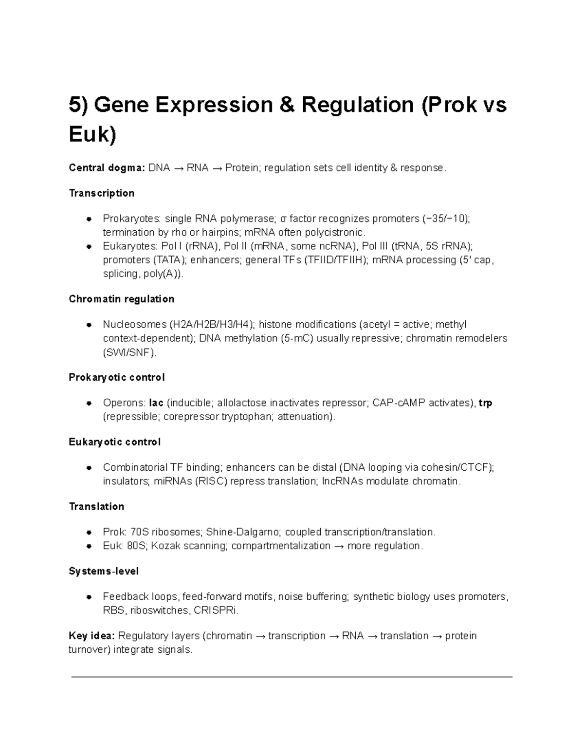 Gene Expression & Regulation (Prok 5) - Key Concepts & Mechanisms - Studocu