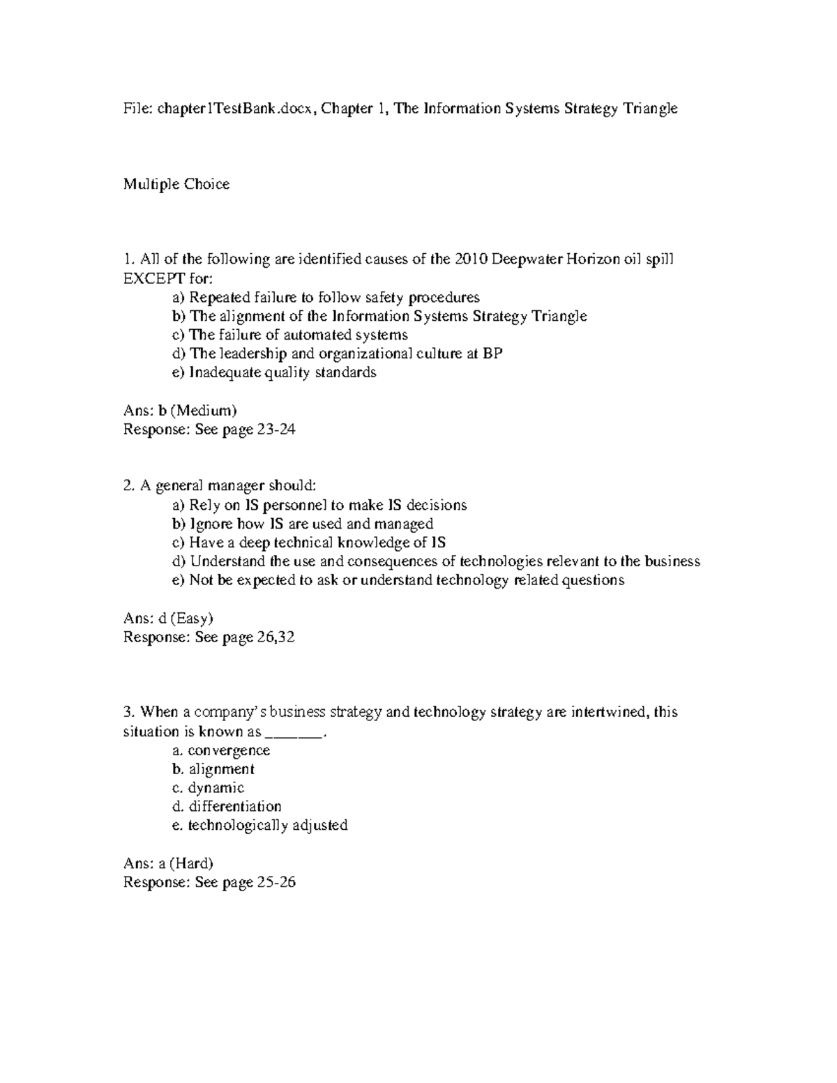 Test Bank for Managing Information Systems (Chapters 1-12) 5th Edition ...