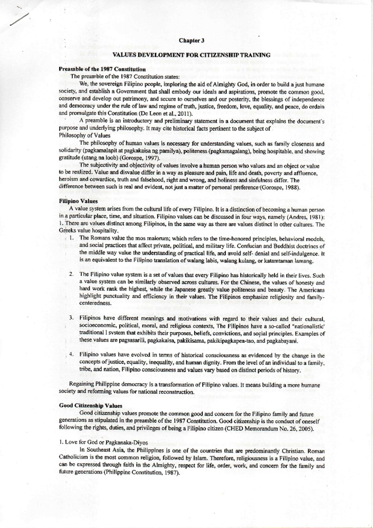 NSTP Module: Values Development for Citizenship Training Chapter 3 ...