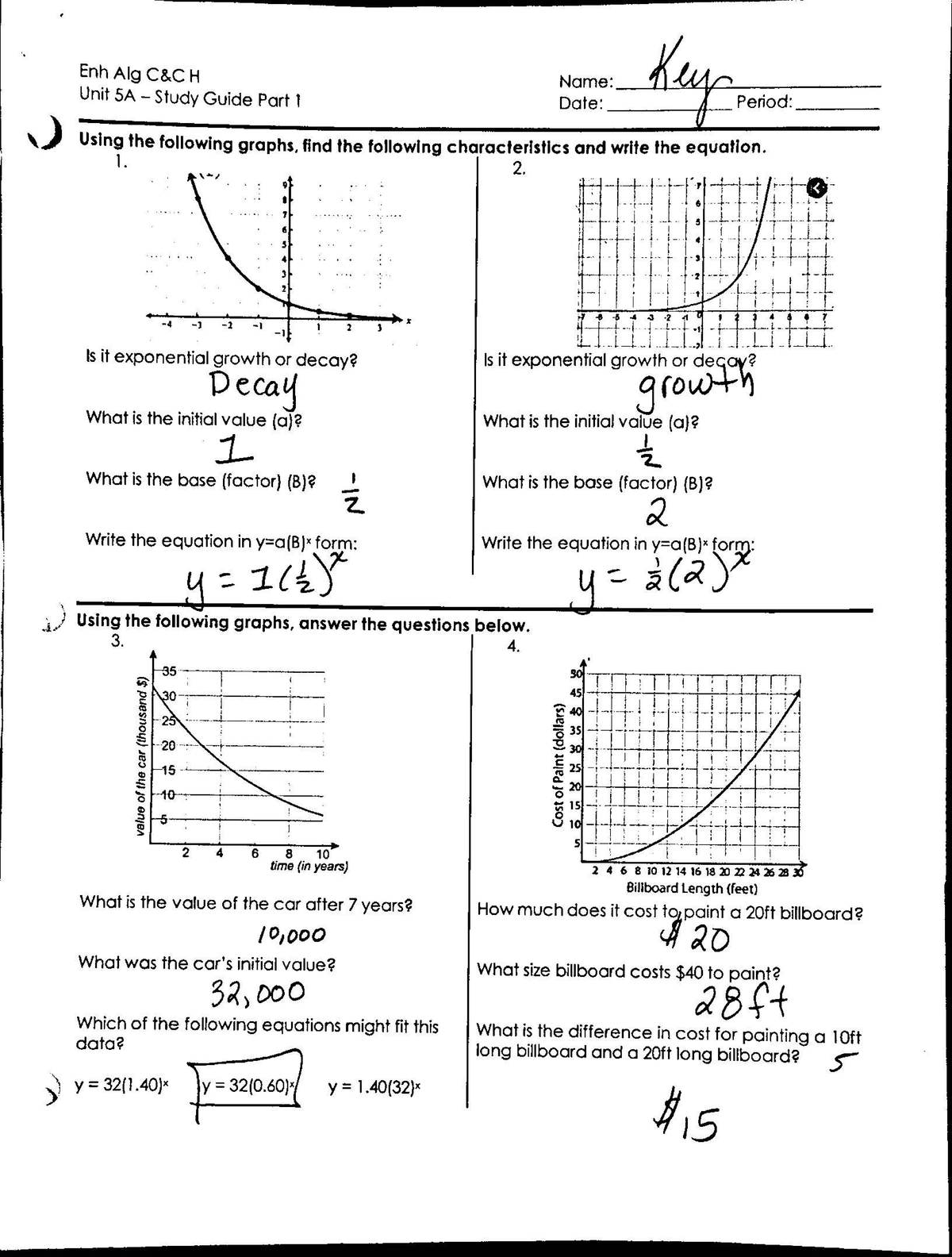 Enh Alg C&CH - Unit 4 SA Study Guide Part 1 - Studocu