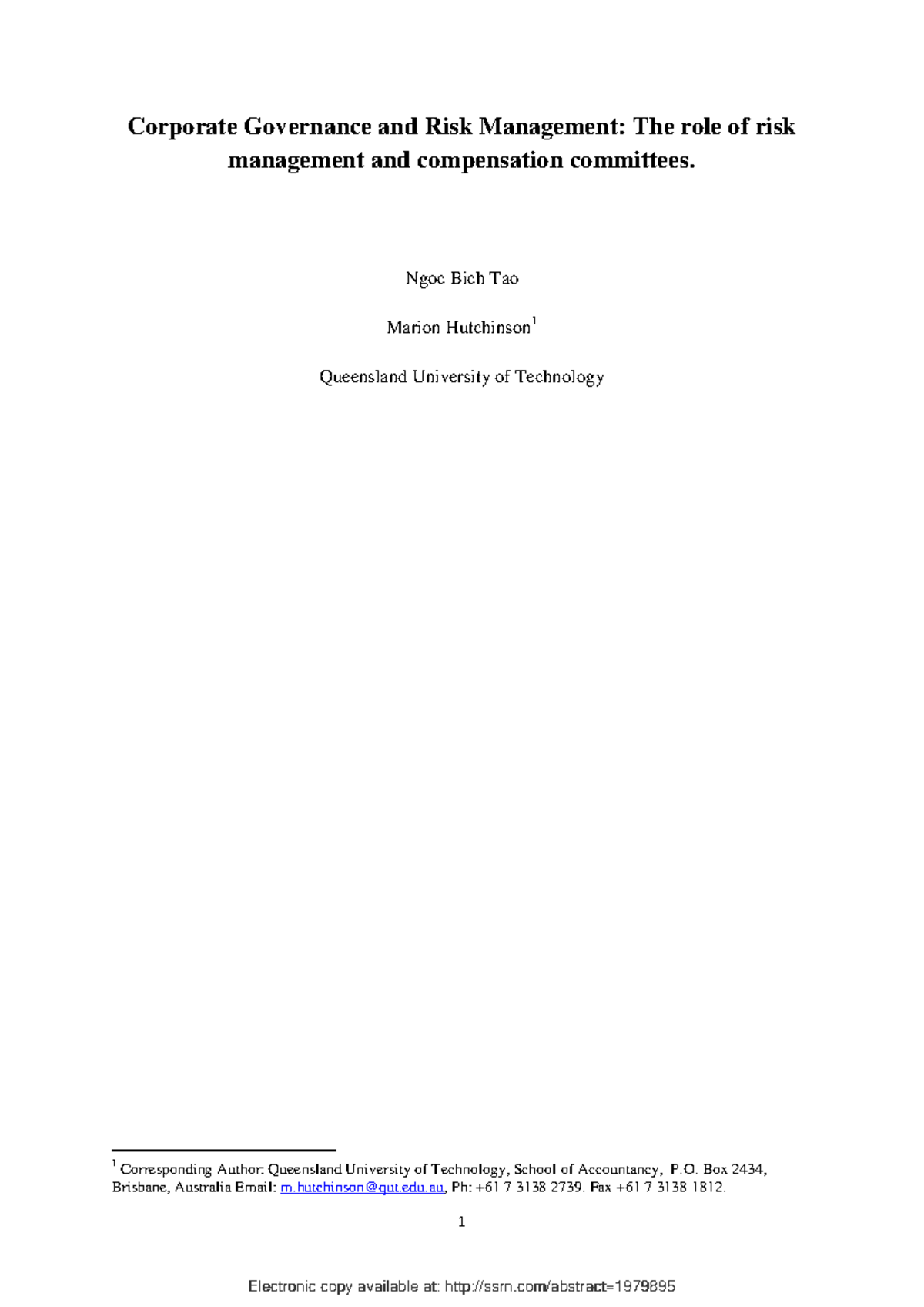Corporate Governance & Risk Management: Role of RC & CC in Firms - Studocu