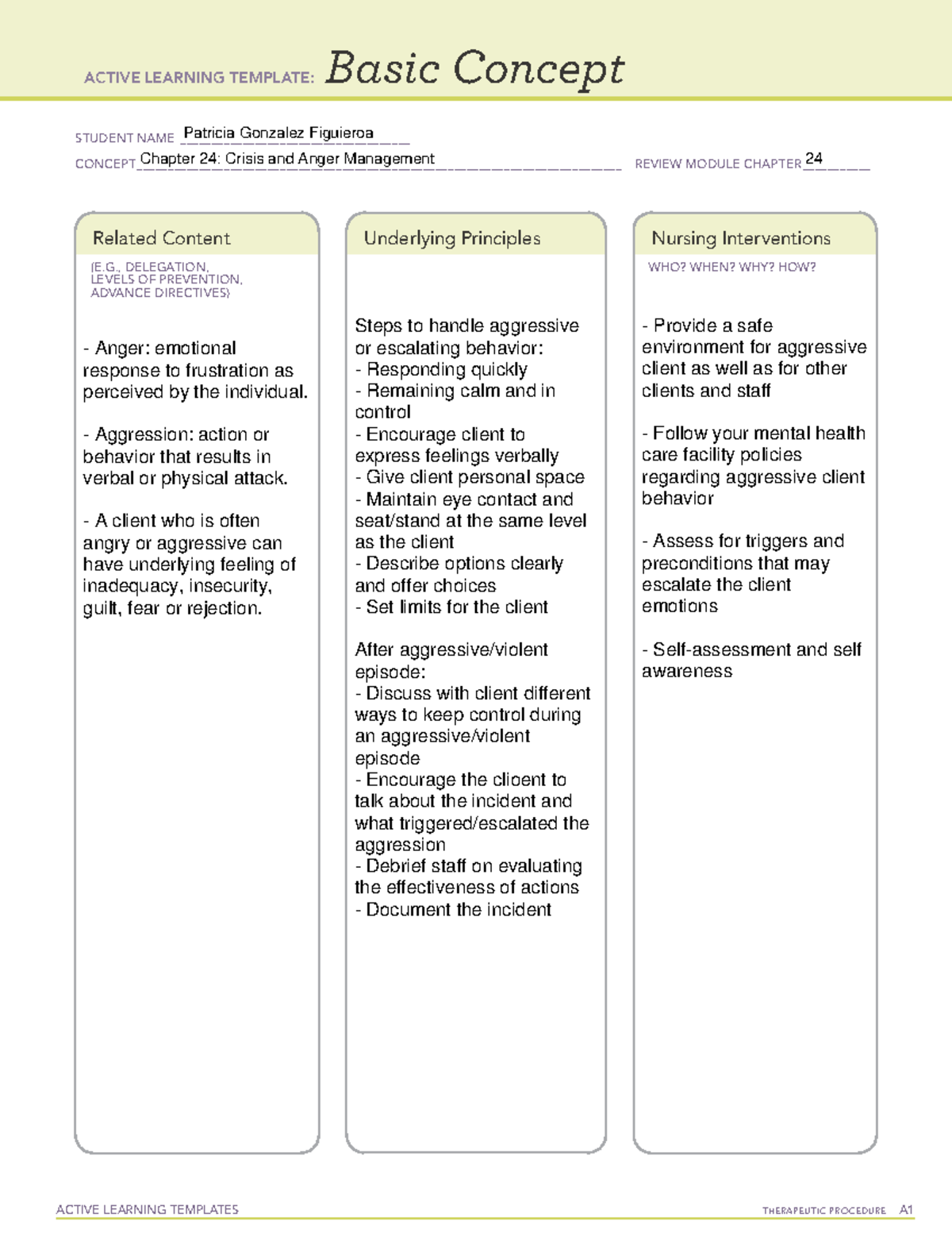Active Learning Template: Basic Concepts in Nursing Process - Studocu