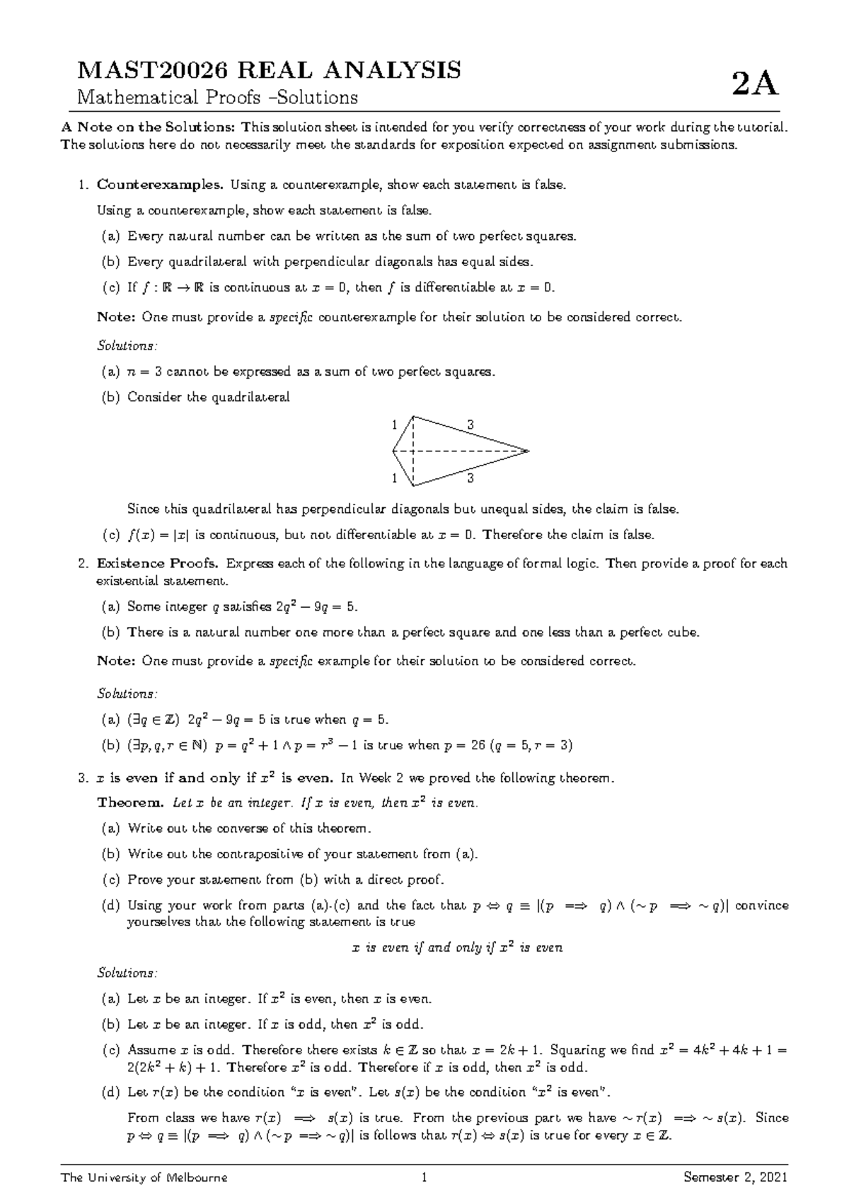 MAST20026 REAL ANALYSIS 2A Tutorial Week 3 Solutions - Studocu