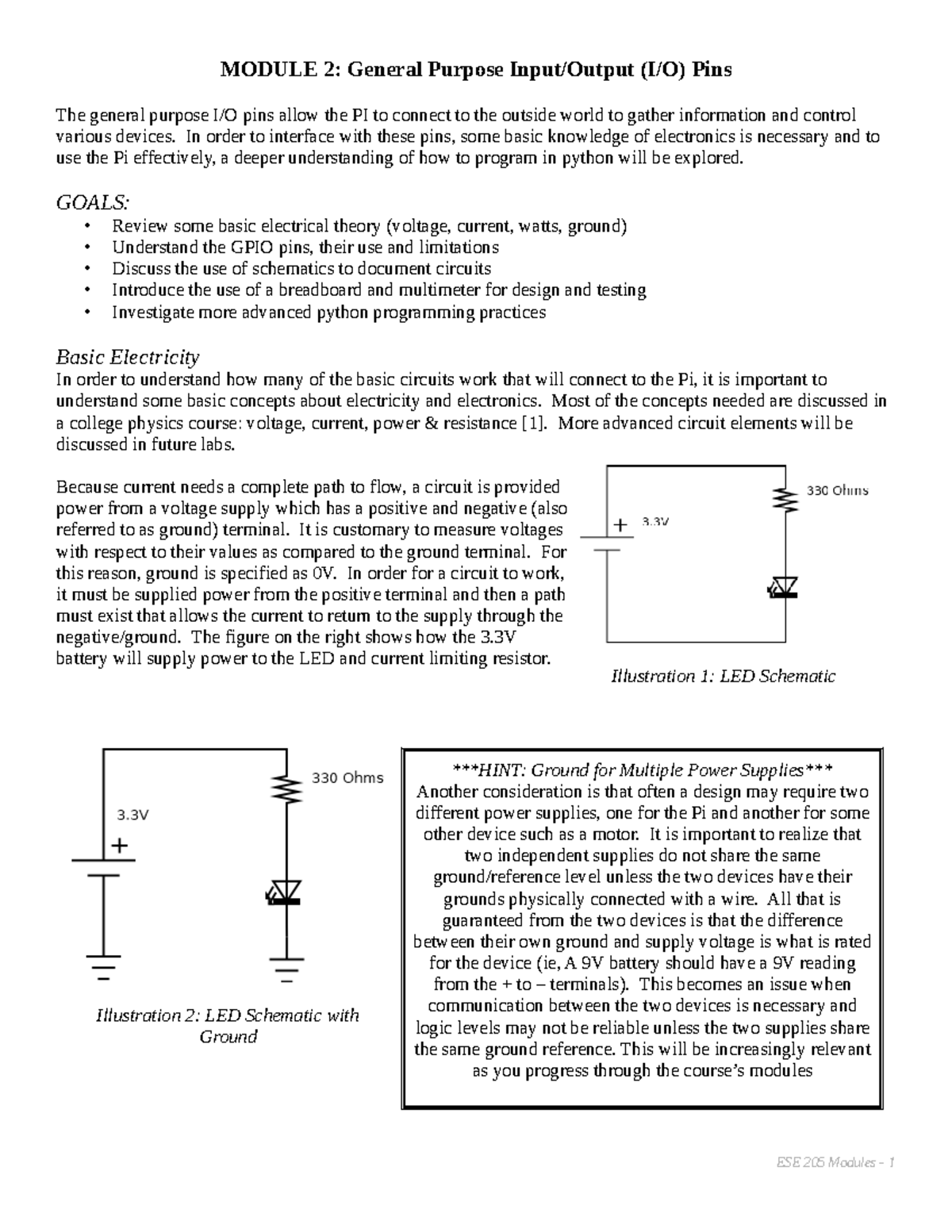 ESE 205 Module 2: Understanding General Purpose Pins and GPIO ...