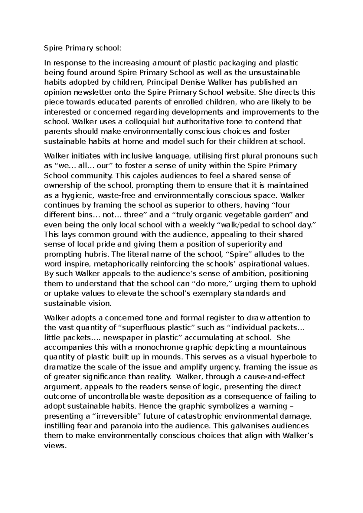Spire Primary School Newsletter: Promoting Sustainable Practices - Studocu