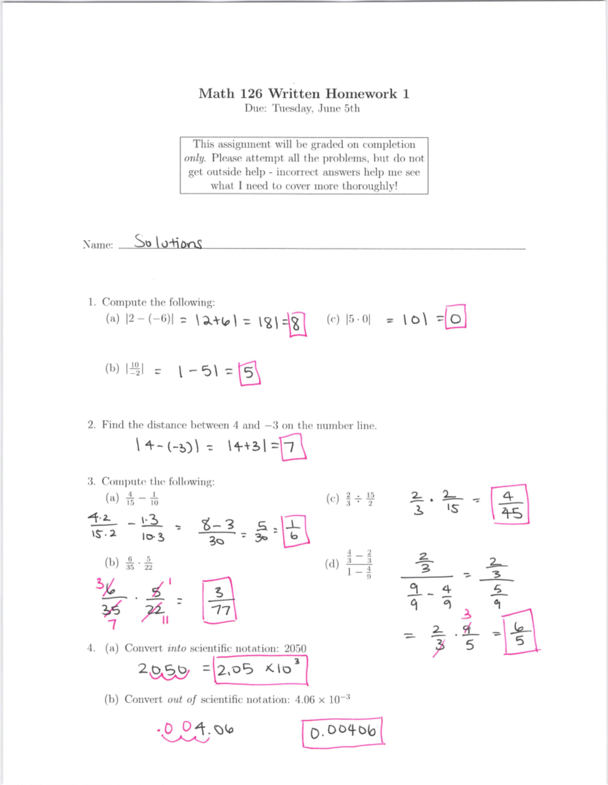 Math 126 Chapter 1 Homework: Basic Operations & Graphs Solutions - Studocu