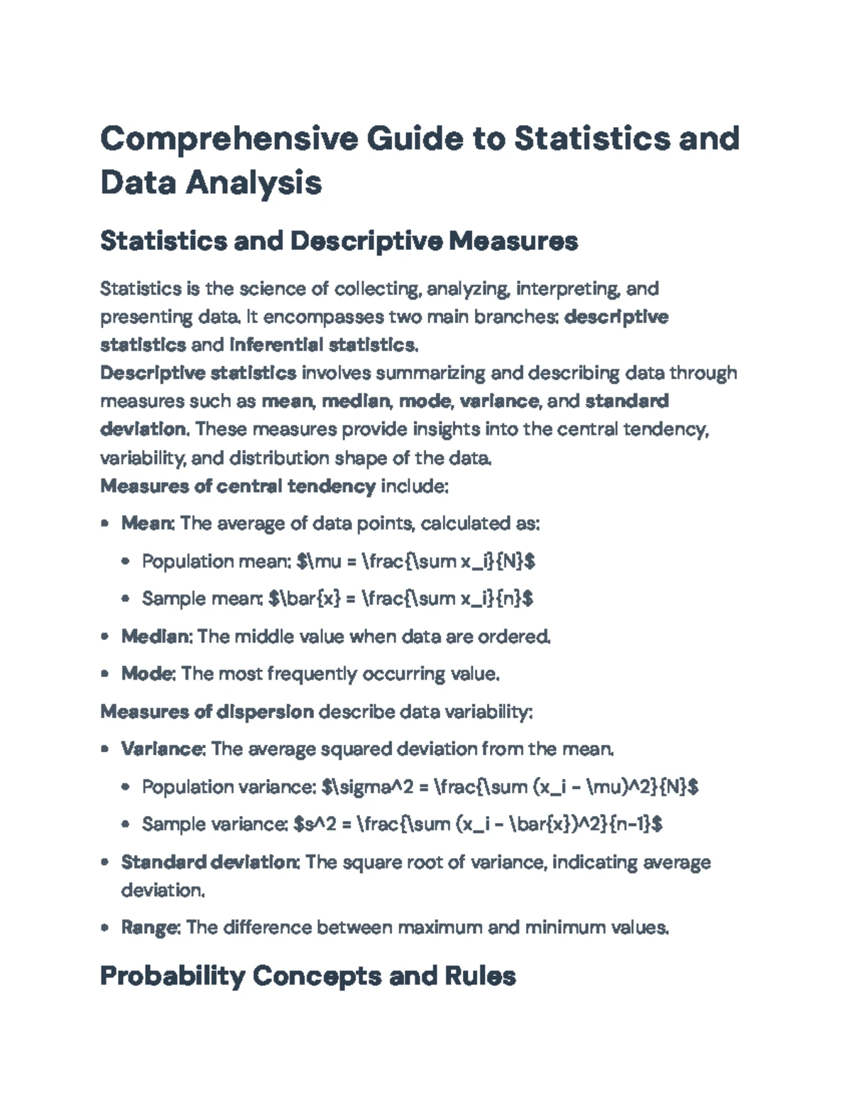 Chapter 2 Lecture Notes on Descriptive Statistics (Course Code: STAT101 ...