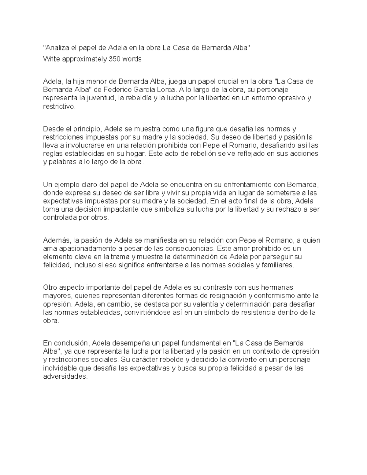 Análisis del papel de Adela en 