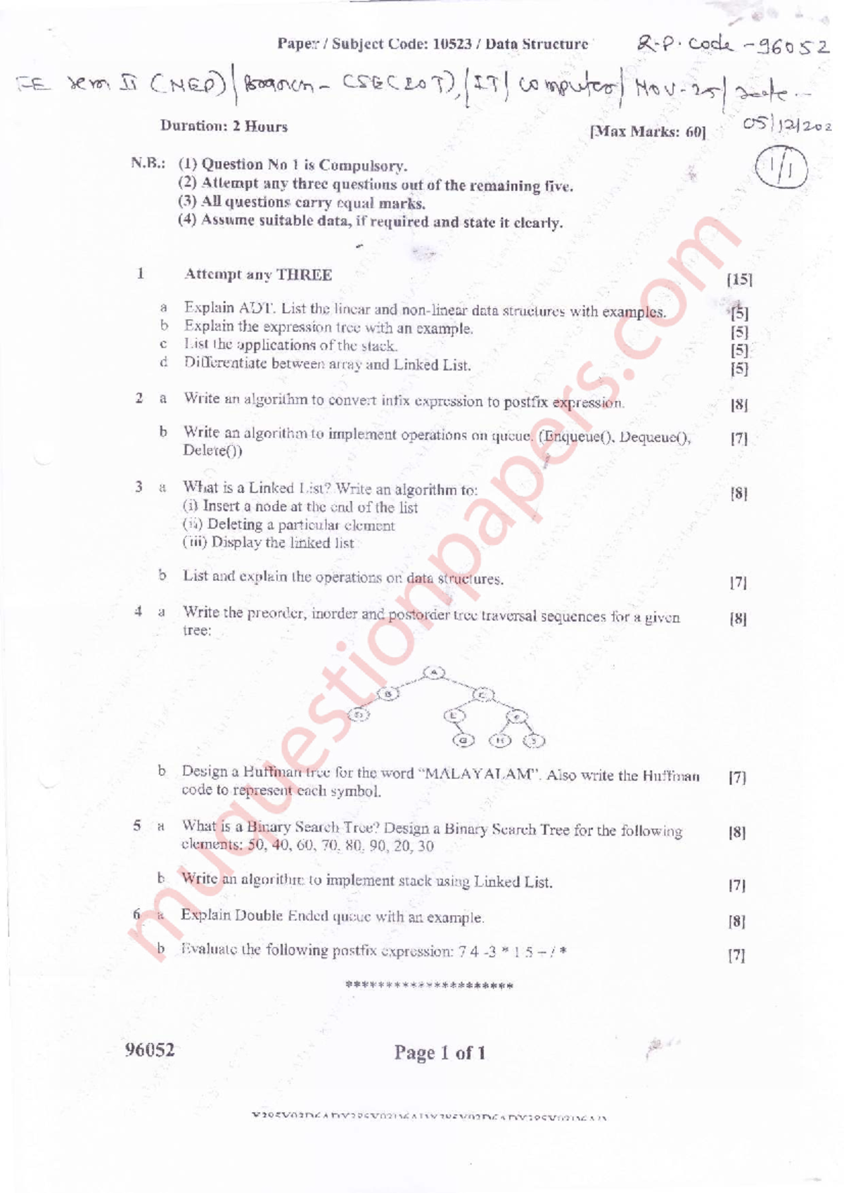 DSA QB - Exam Preparation for Subject Code: 10523 - Studocu