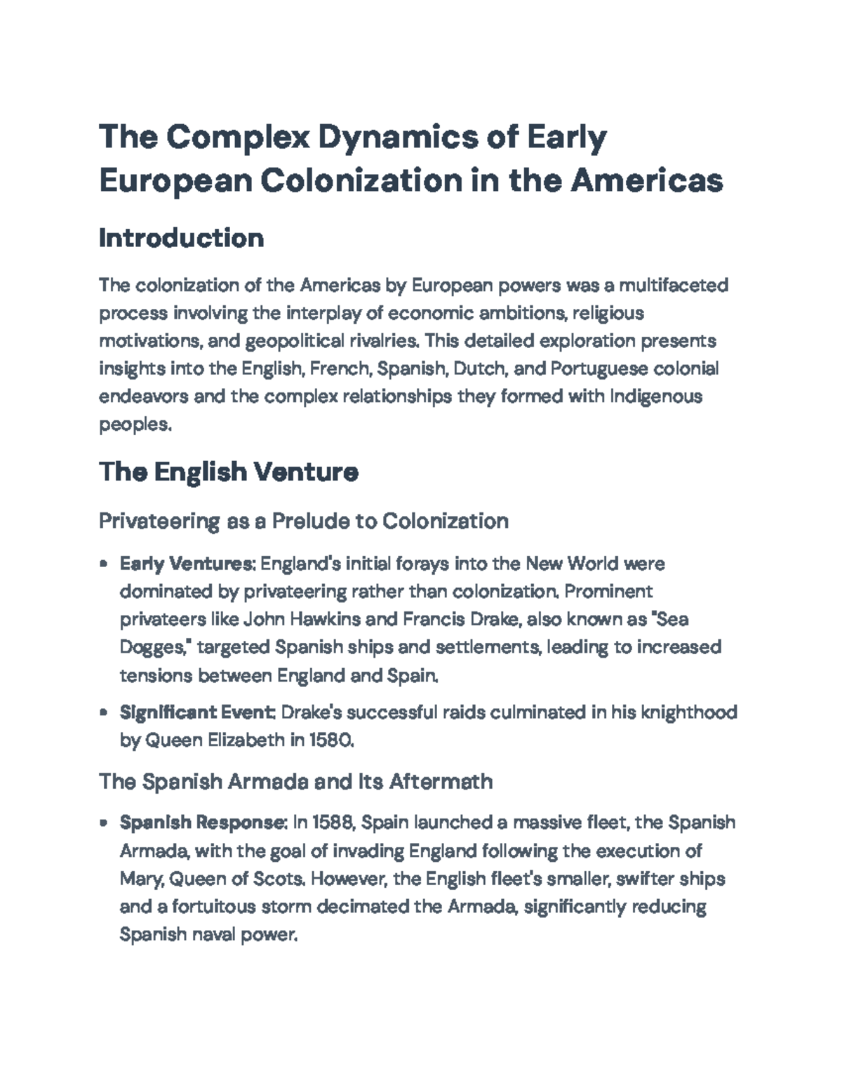 Exploring Early European Colonization Dynamics in the Americas: A Study ...