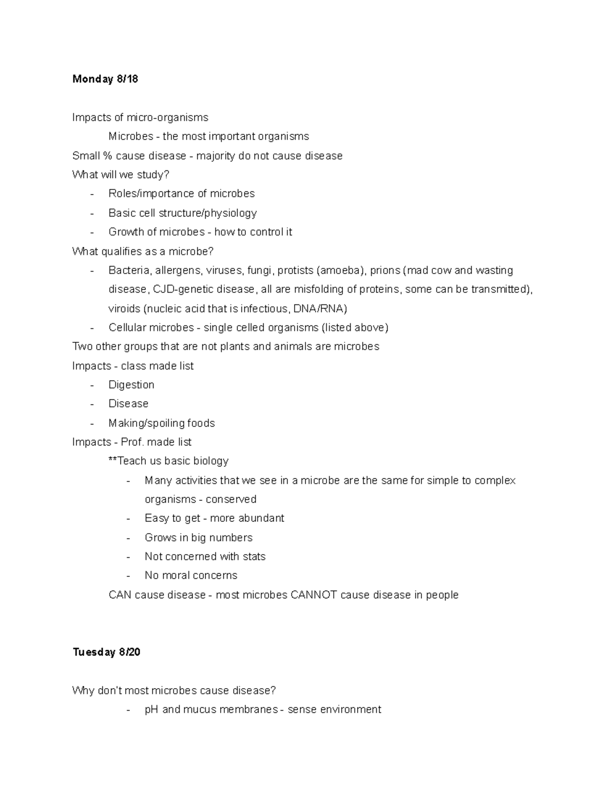 Microbiology Notes: Roles, Impact, and Control of Micro-organisms (BIO ...