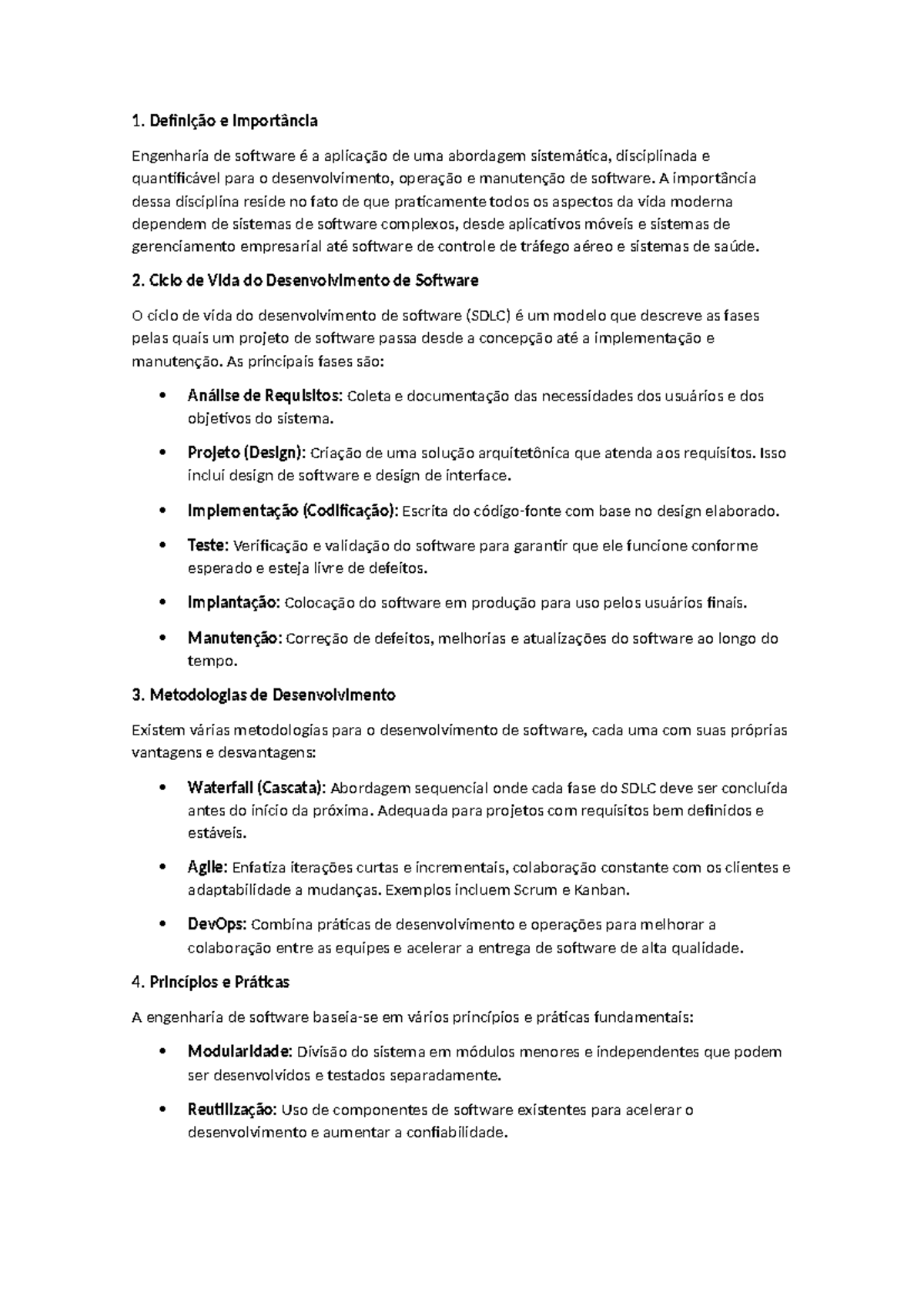 Engenharia de Software: Resumo e Ciclo de Vida do Desenvolvimento - Studocu