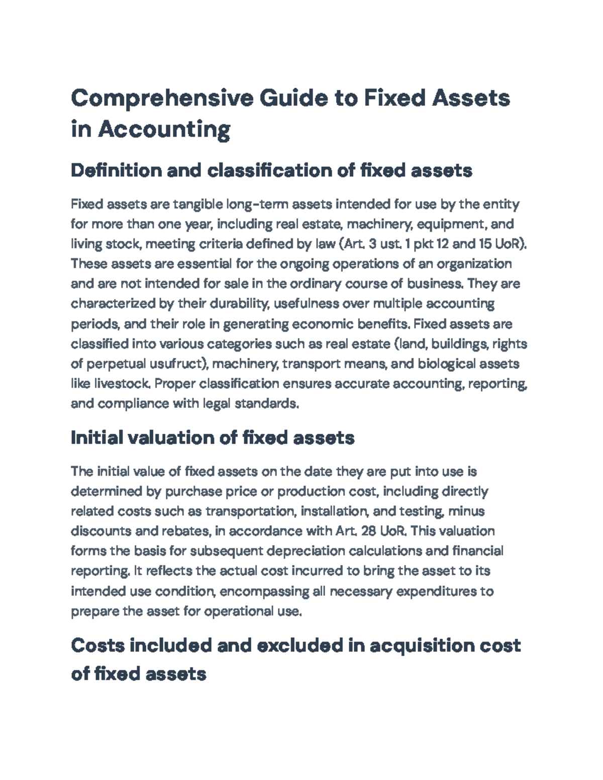 Comprehensive Guide to Fixed Assets in Accounting (ACC 101) - Studocu