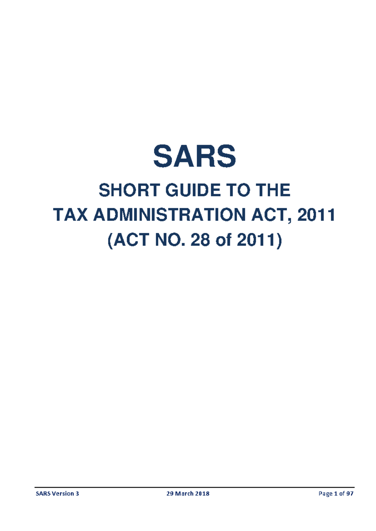 A Comprehensive Guide to the Tax Administration Act 2011 (Act No. 28 ...