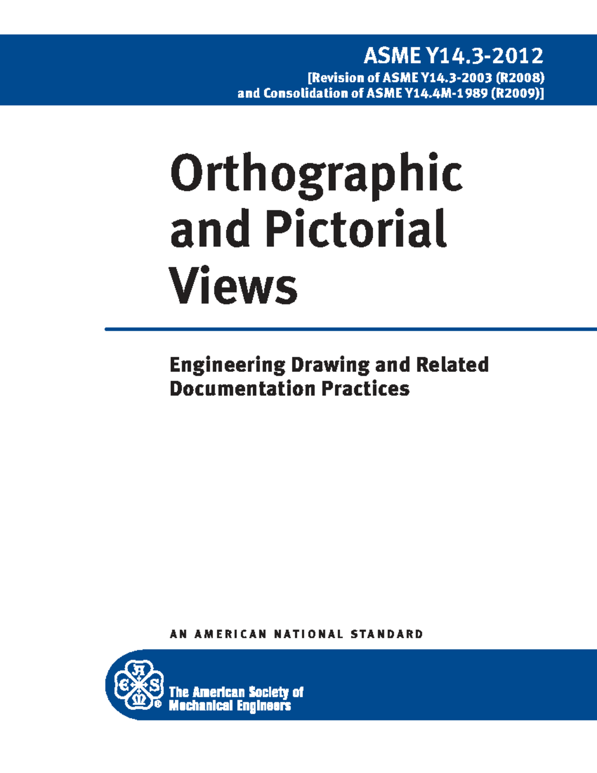 ASME Y14.3-2012: Standards for Orthographic and Pictorial Views - Document Preview
