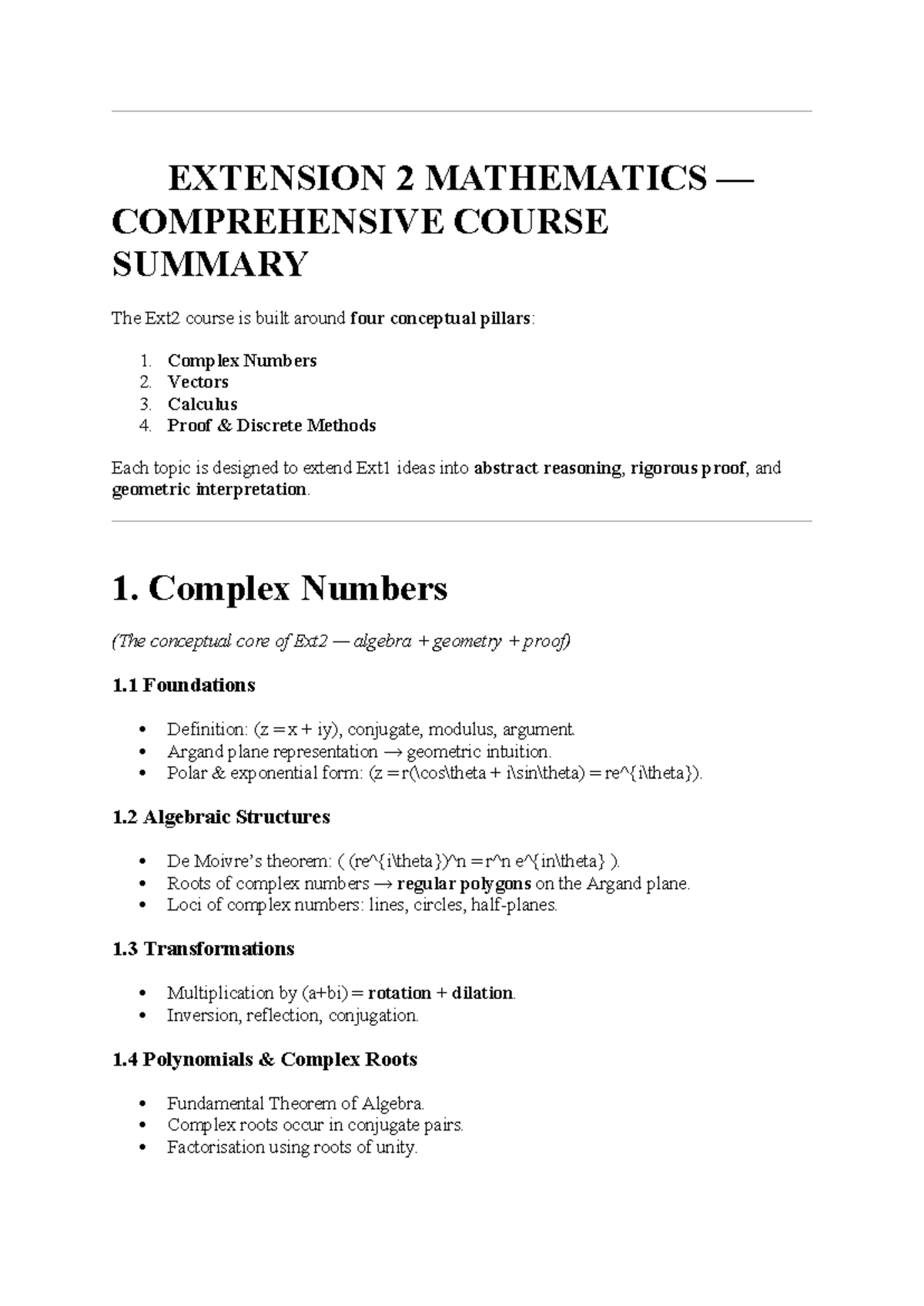 EXT2 Mathematics Comprehensive Course Summary and Key Concepts - Studocu
