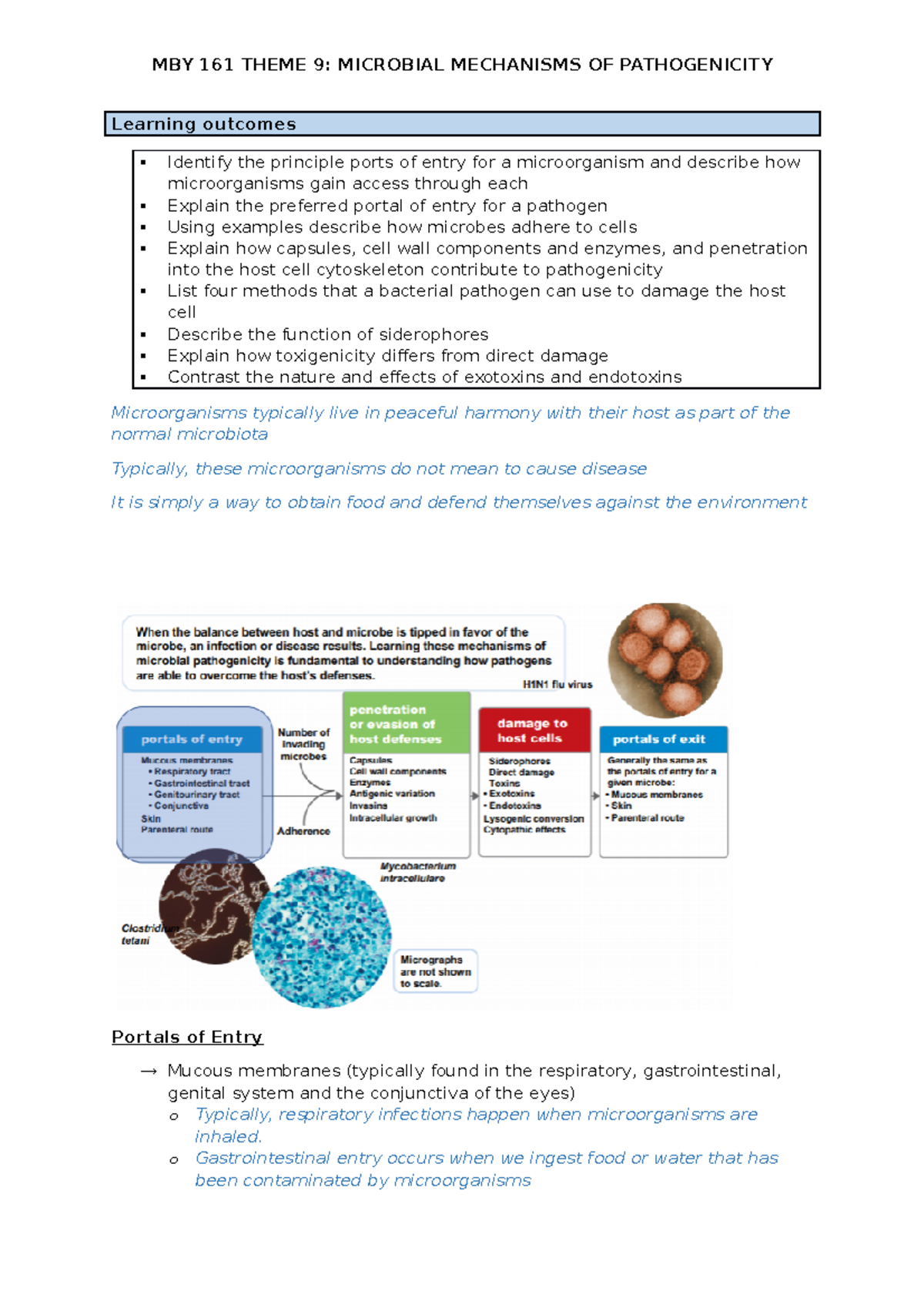 Microbial Mechanisms of Pathogenicity - Theme 9 Lecture Notes - Studocu