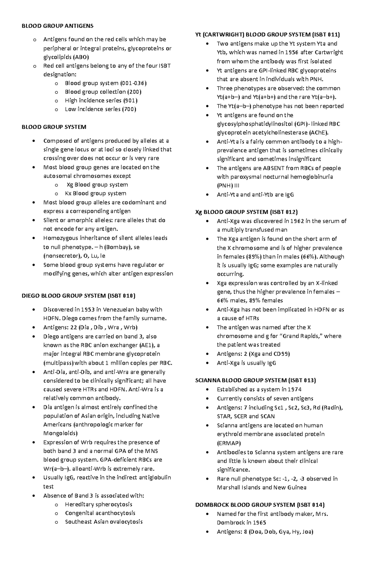 BB- Midterm Blood Group Antigens Overview - Studocu