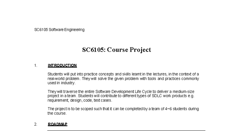 SC6105 Software Engineering: Final Project Guidelines - Studocu