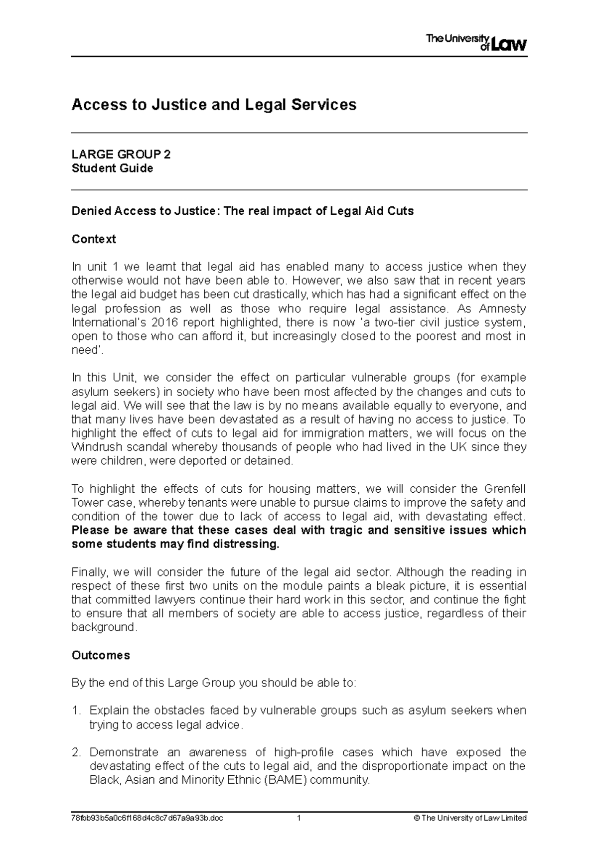 Access to Justice LG2 - Lecture Notes on Legal Aid Impact - Studocu