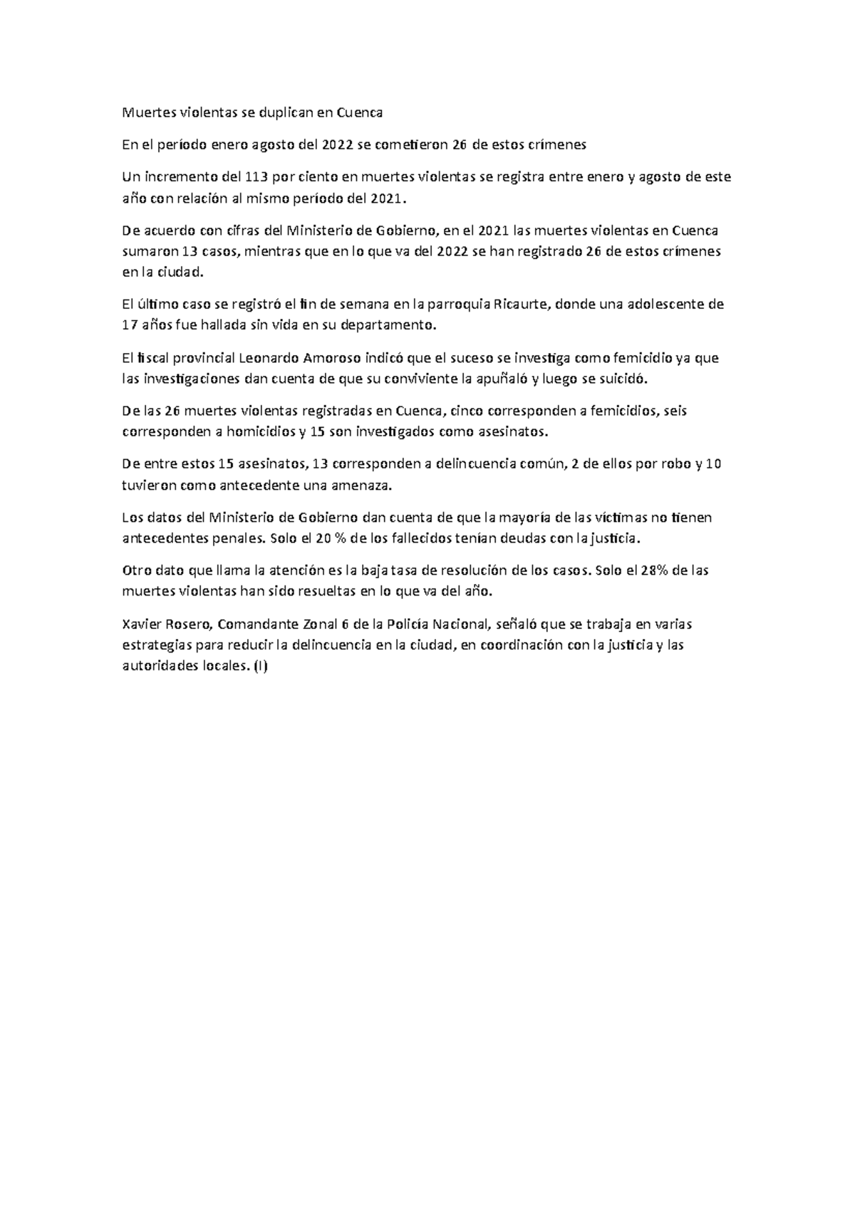 Muertes violentas se duplican en Cuenca - De acuerdo con cifras del ...