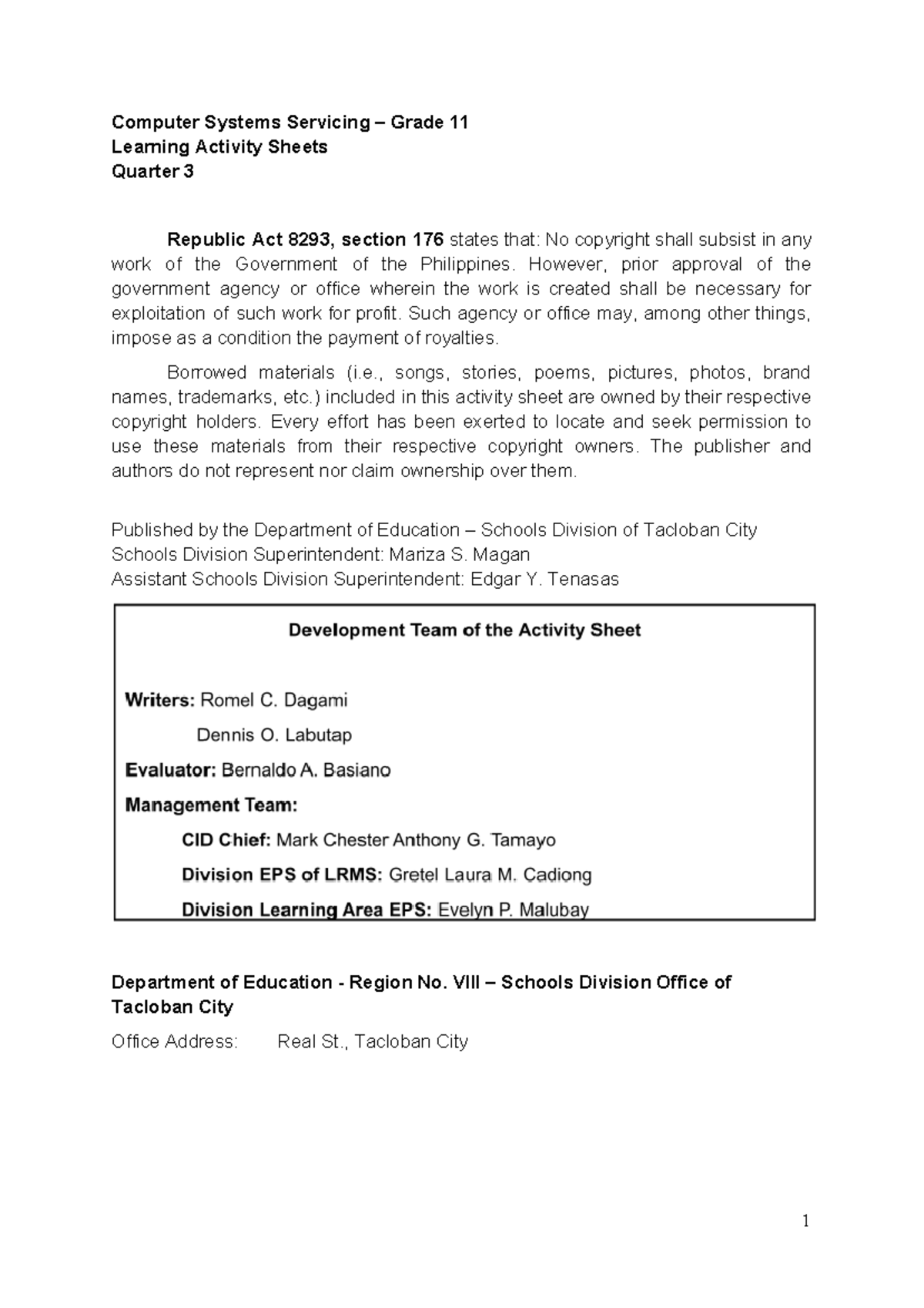 LAS Week 2 CSS 11 - asd - Computer Systems Servicing – Grade 11 ...