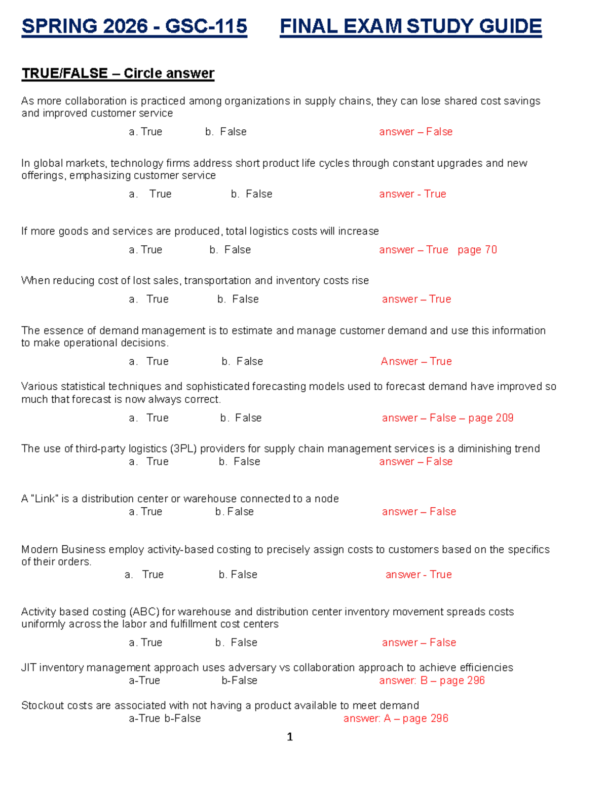 GSC-115 Final Exam Study Guide - Spring 2026 - Studocu