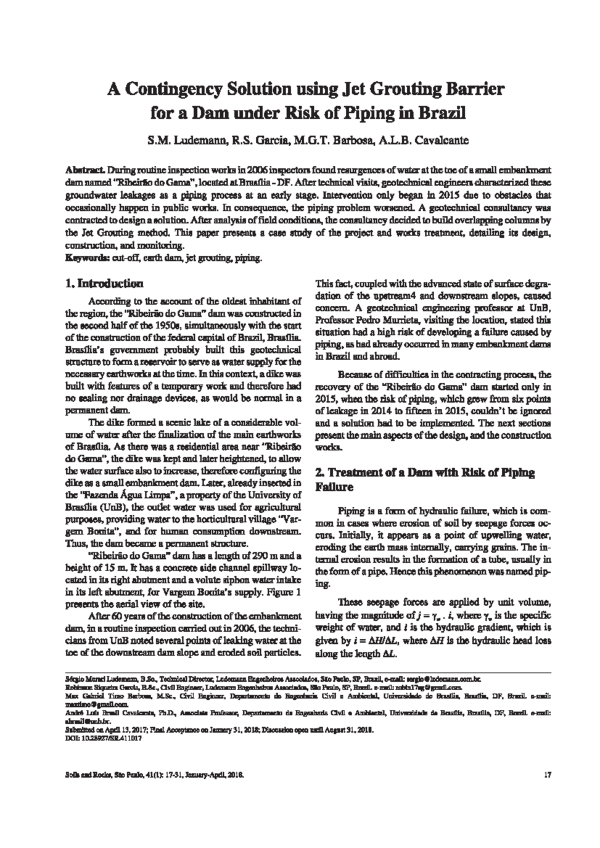 Jet Grouting Solution for Piping Risk in Brazilian Dam: Case Study ...