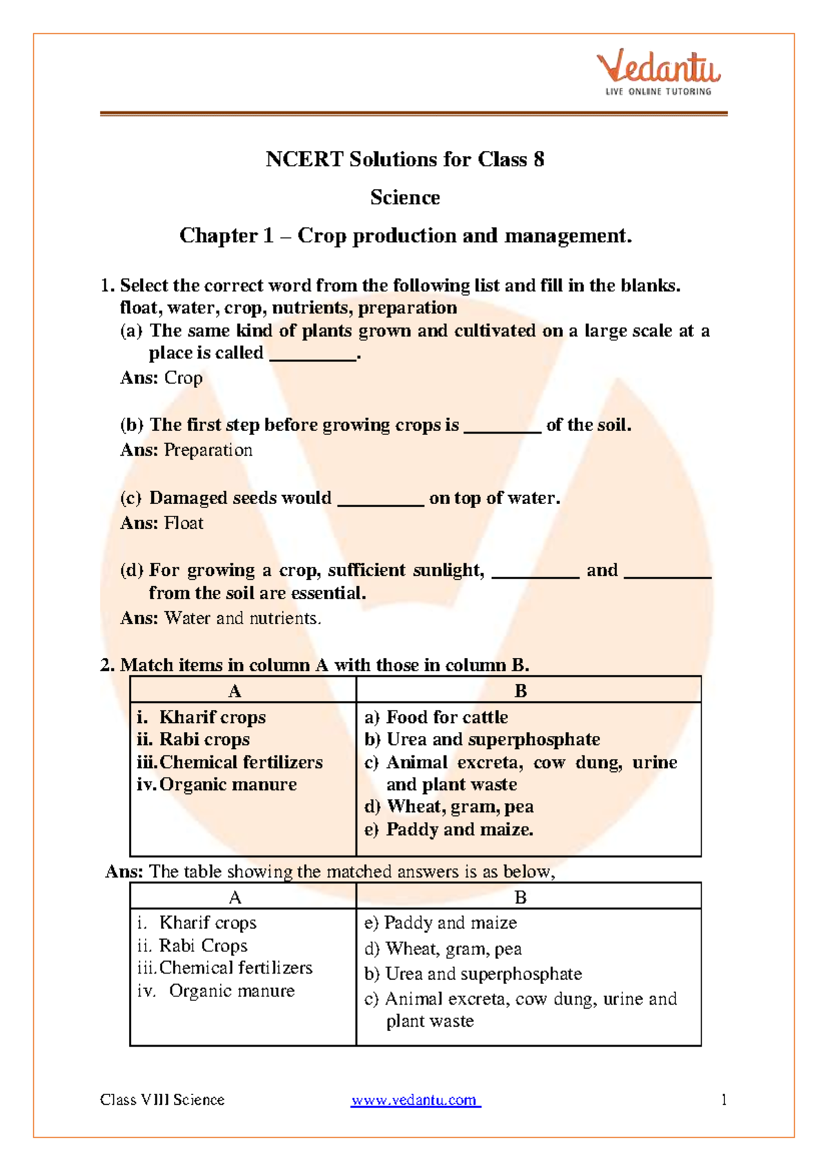 Ncert Solutions for Class 8 Science Chapter 1- FREE PDF Download ...