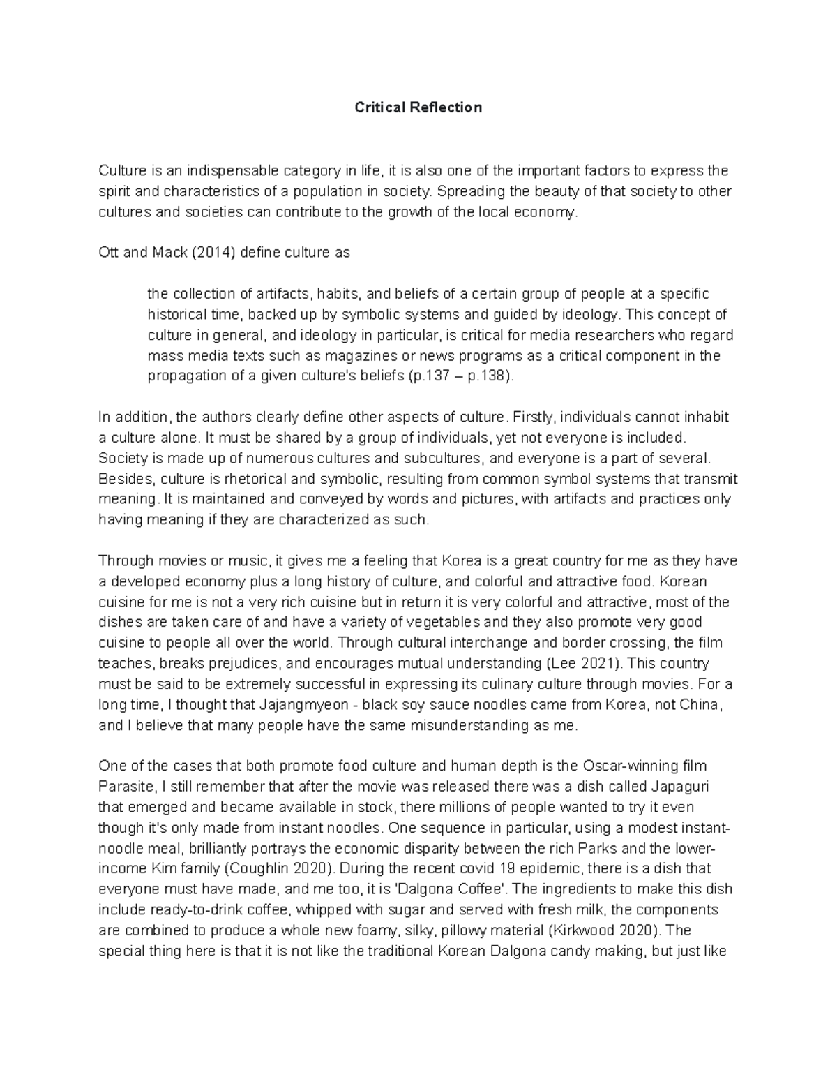 MDA10008 Critical Reflection on Korean Culture and Its Global Impact ...