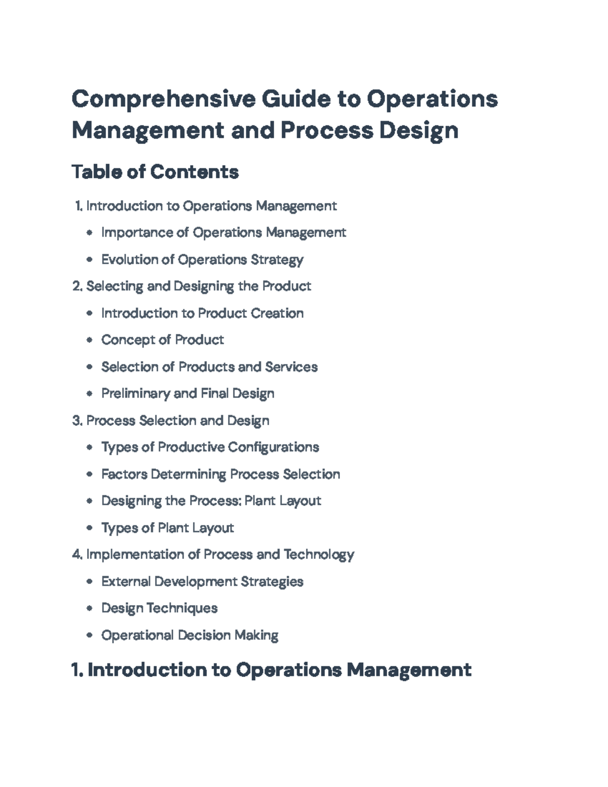 Comprehensive Guide to Operations Management and Process Design ...