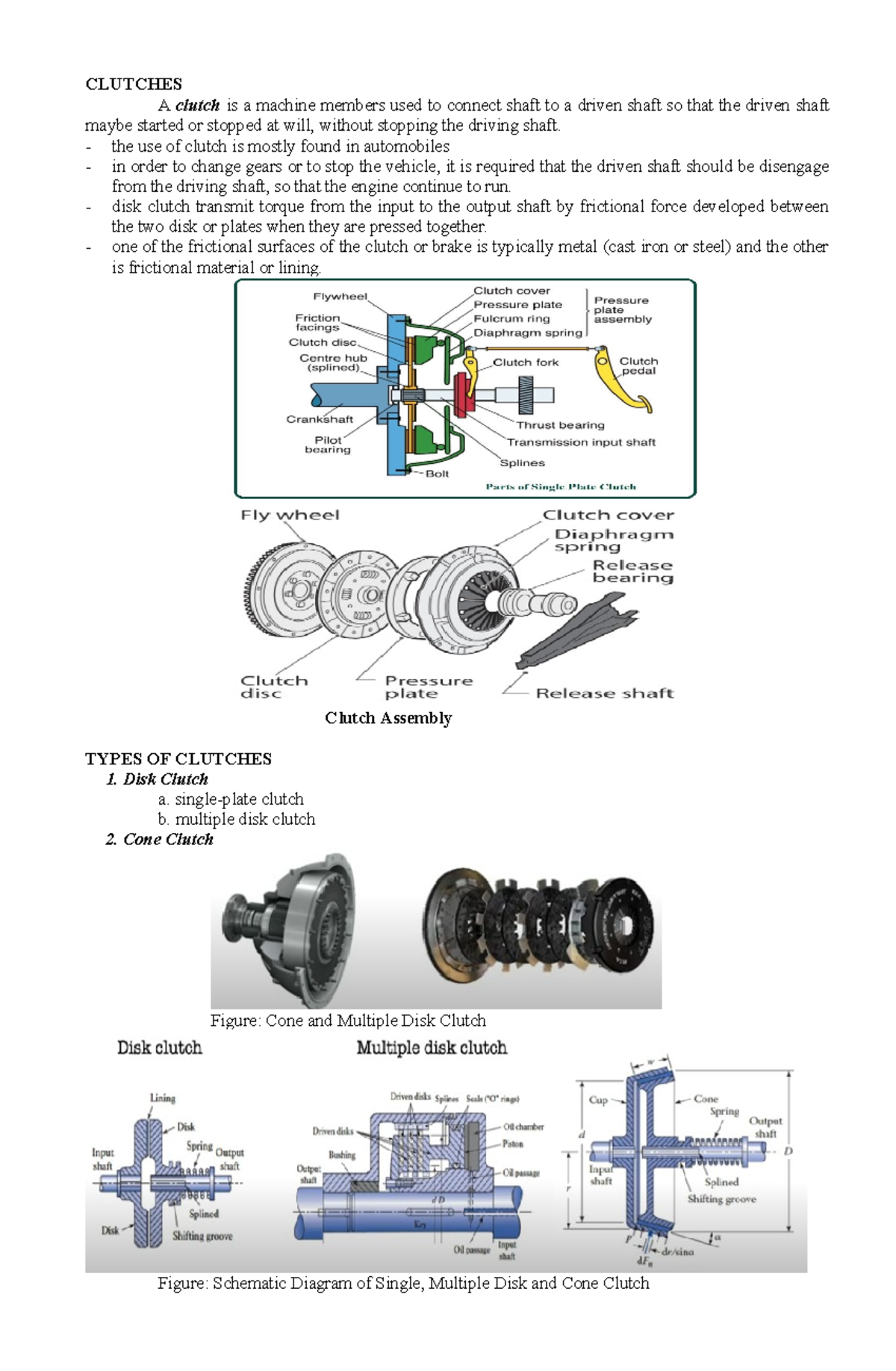 Lecture Notes on Clutches - MECH 101 Fundamentals - Studocu