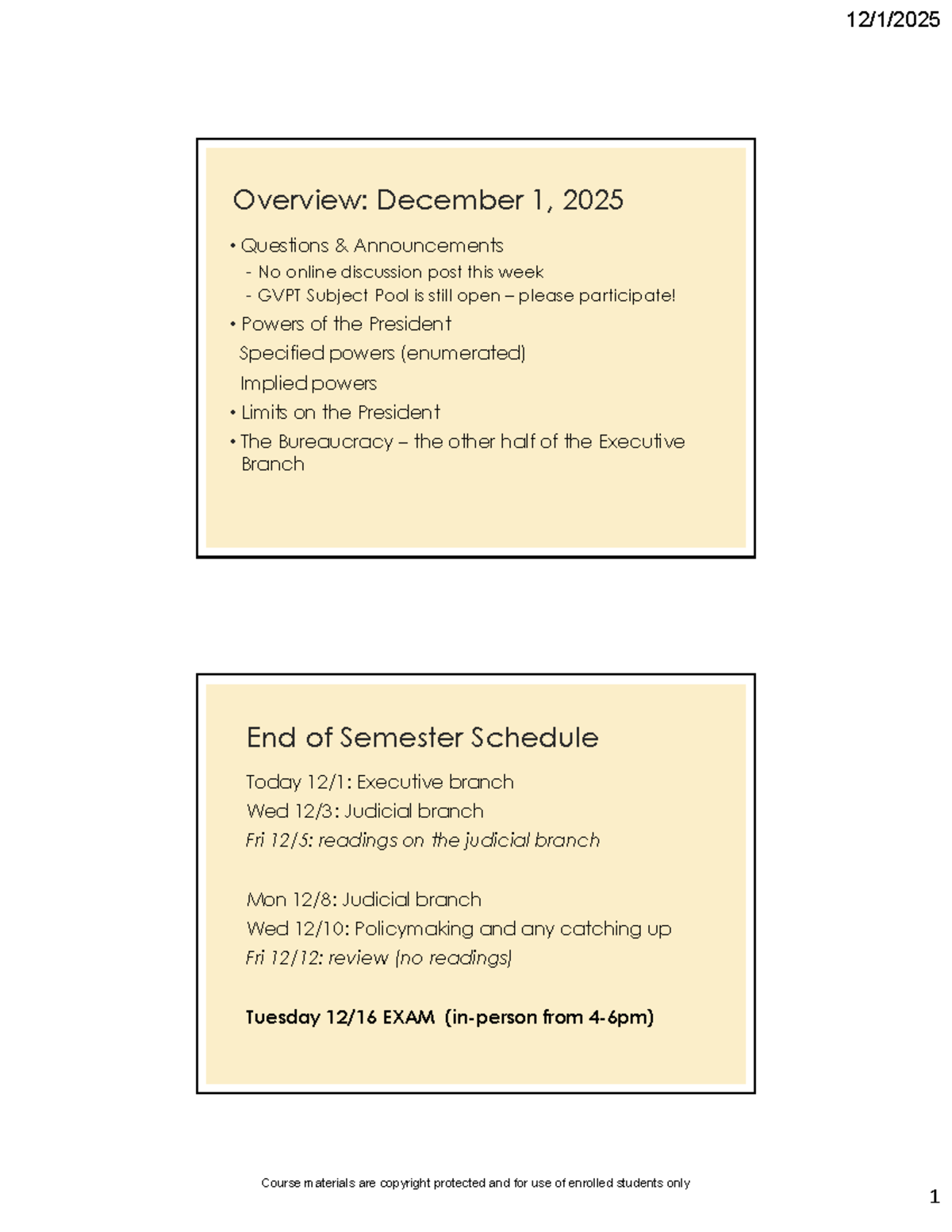 GVPT 202: Lecture on the Executive Branch and Bureaucracy - Studocu