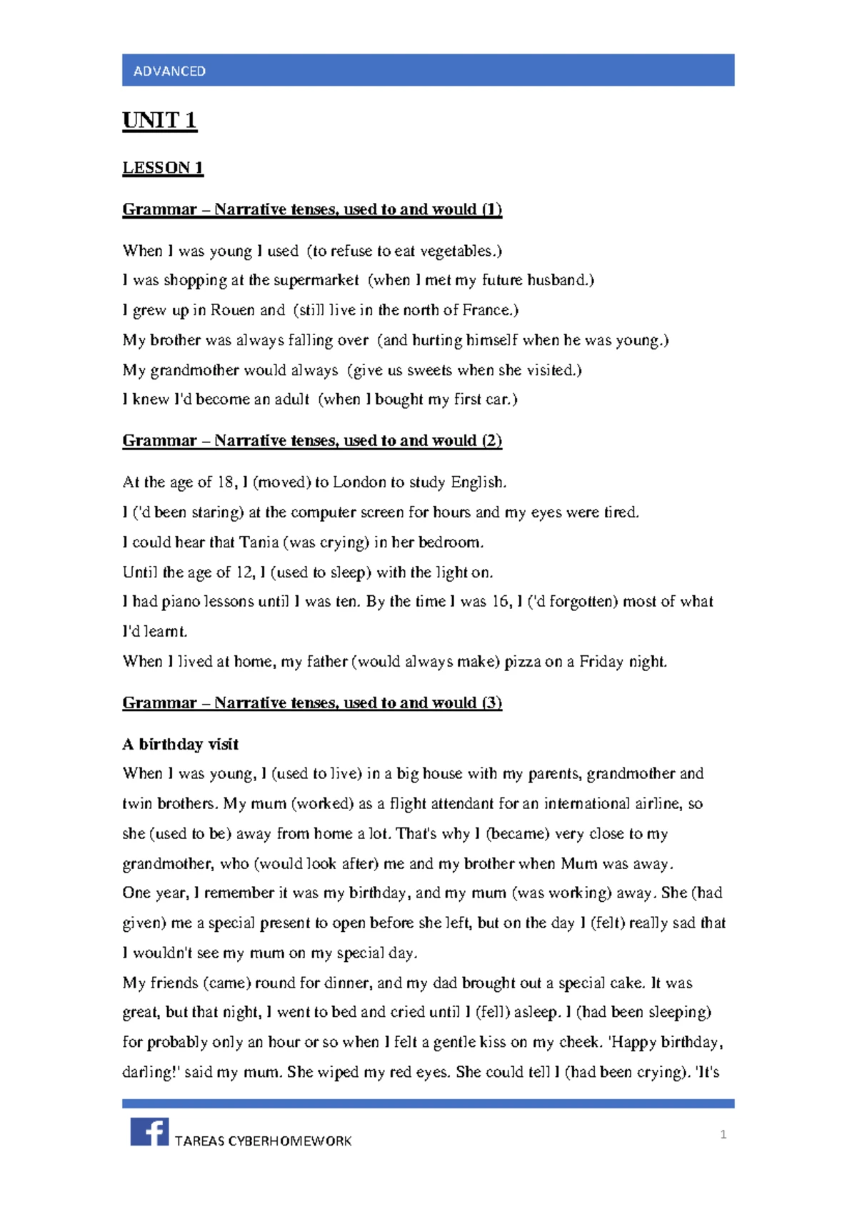 ADVANCED UNIT 9 LESSON 1 Vocabulary & Grammar on Emotions and Future ...