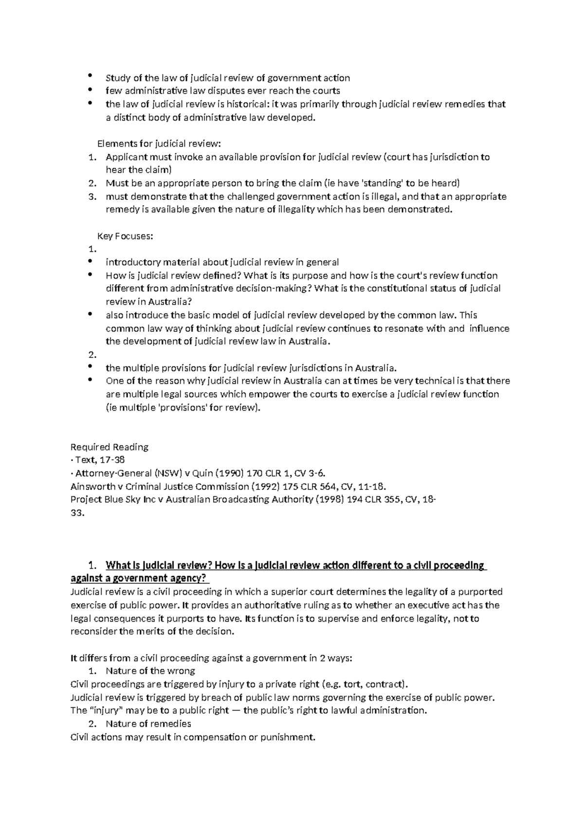 Judicial Review in Australia: Key Concepts and Case Studies (W2) - Studocu