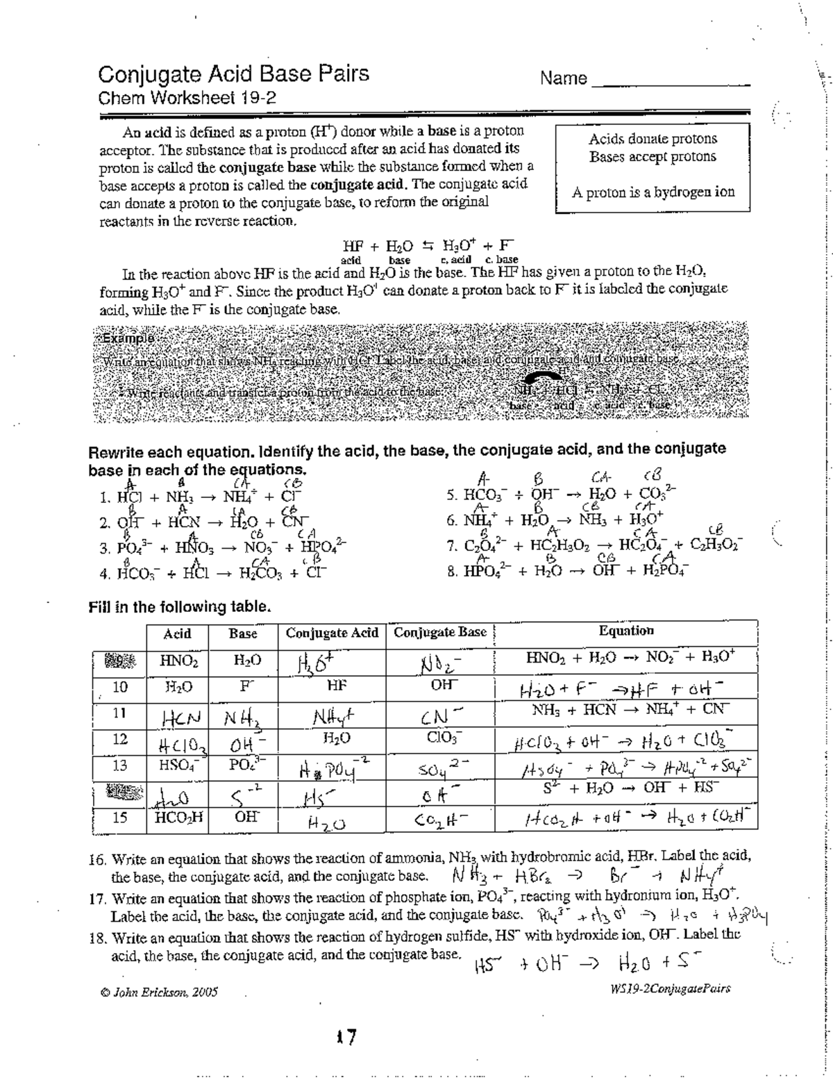 19. Extra - Conjugate Acid-Base Pairs - Answers and Examples - Studocu