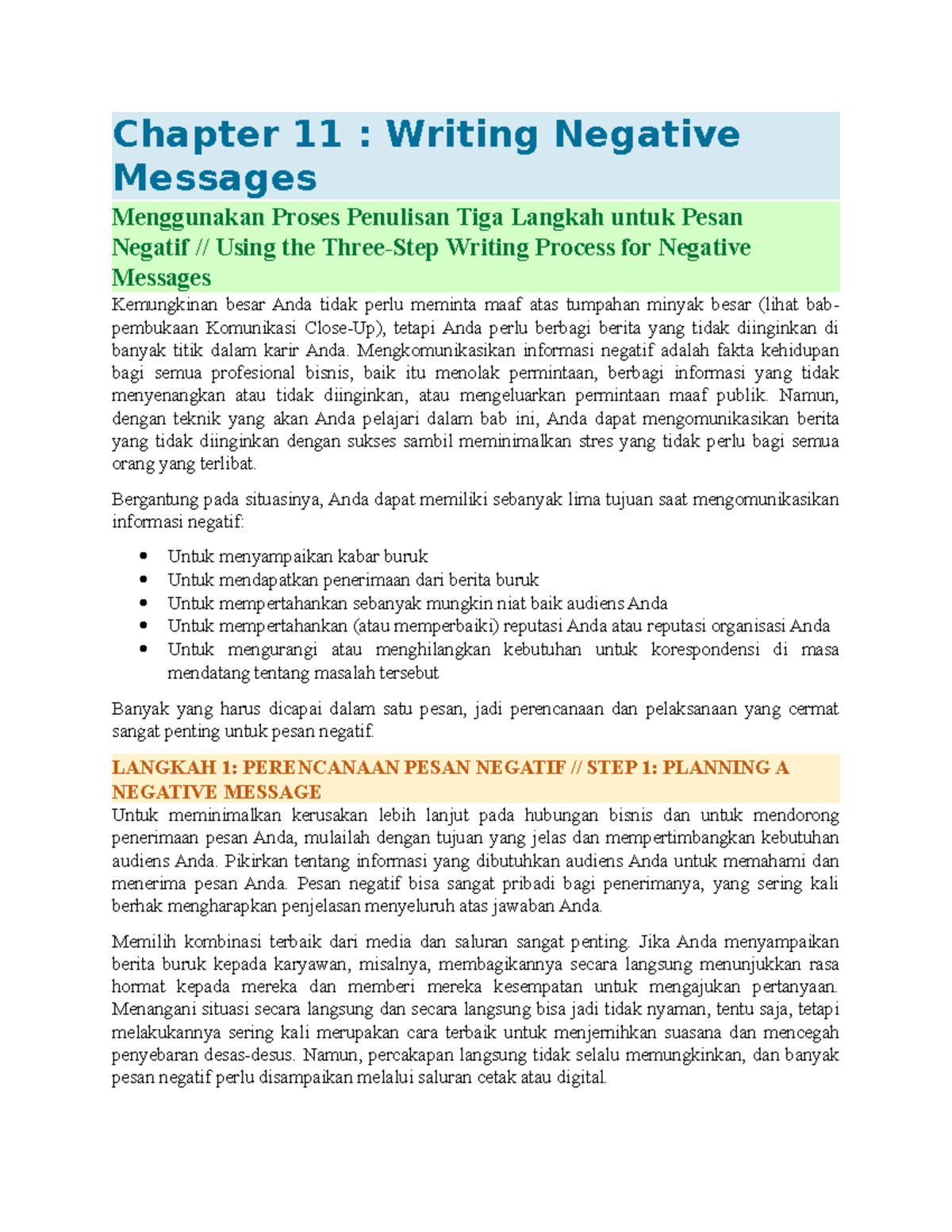 BAB 11 - Lecture Notes: Effective Strategies for Writing Negative ...