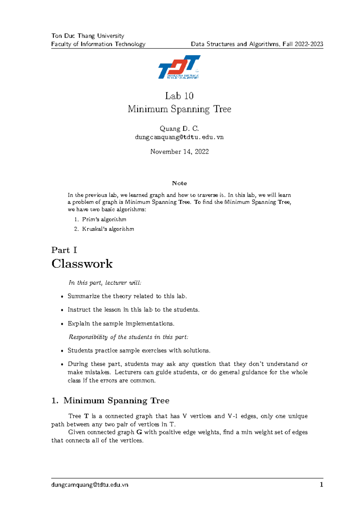 Lab 10 - Minimum Spanning Tree in Data Structures (FIT3021) - Studocu