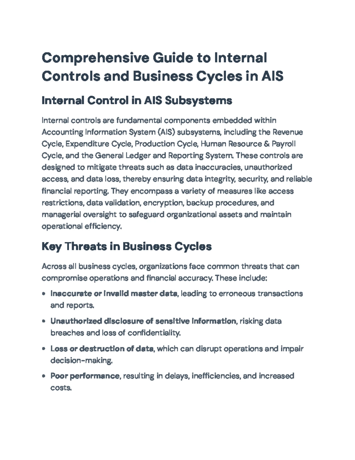 Comprehensive Guide to Internal Controls & Risk Management (BOD) - Studocu