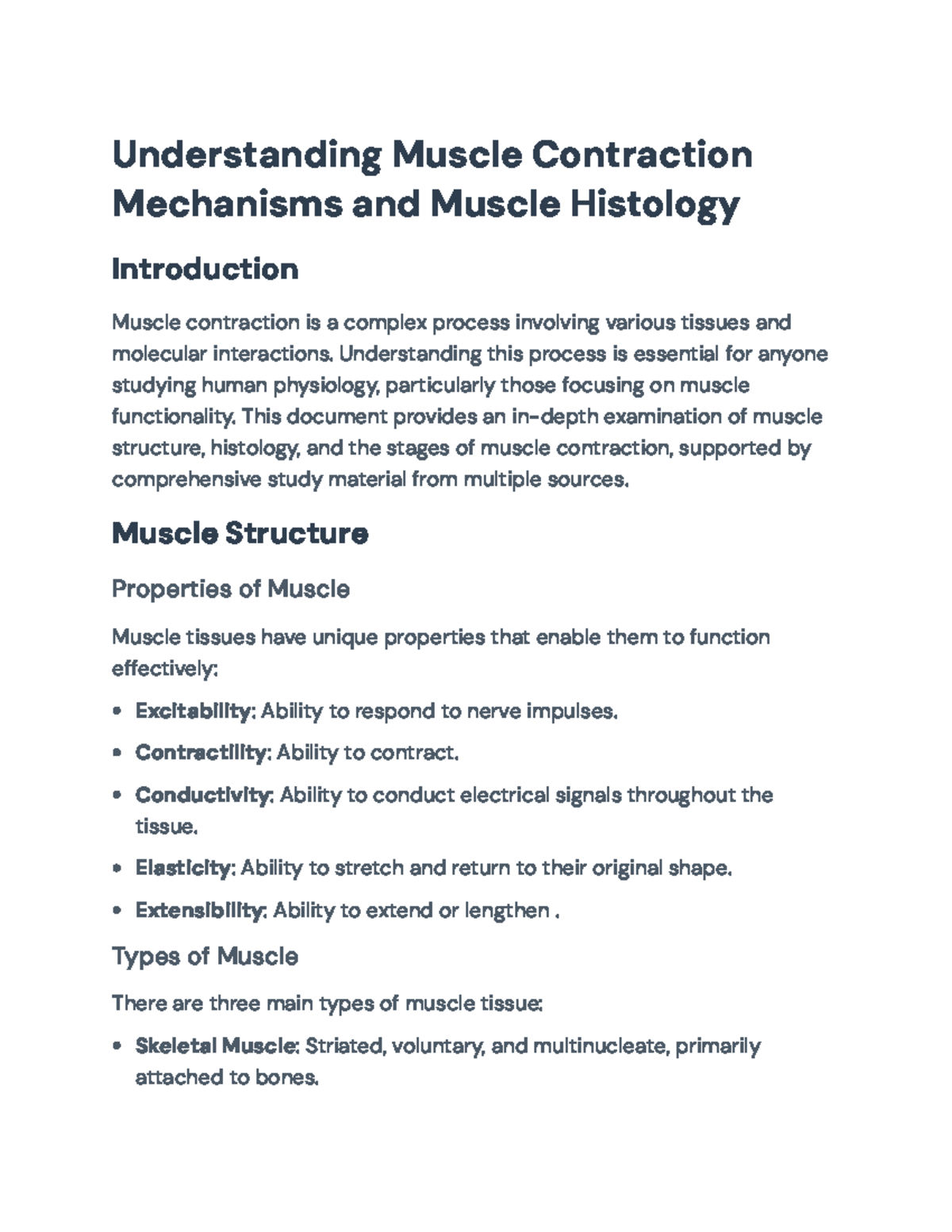 Understanding Muscle Contraction and Histology: Physiology Study Guide ...