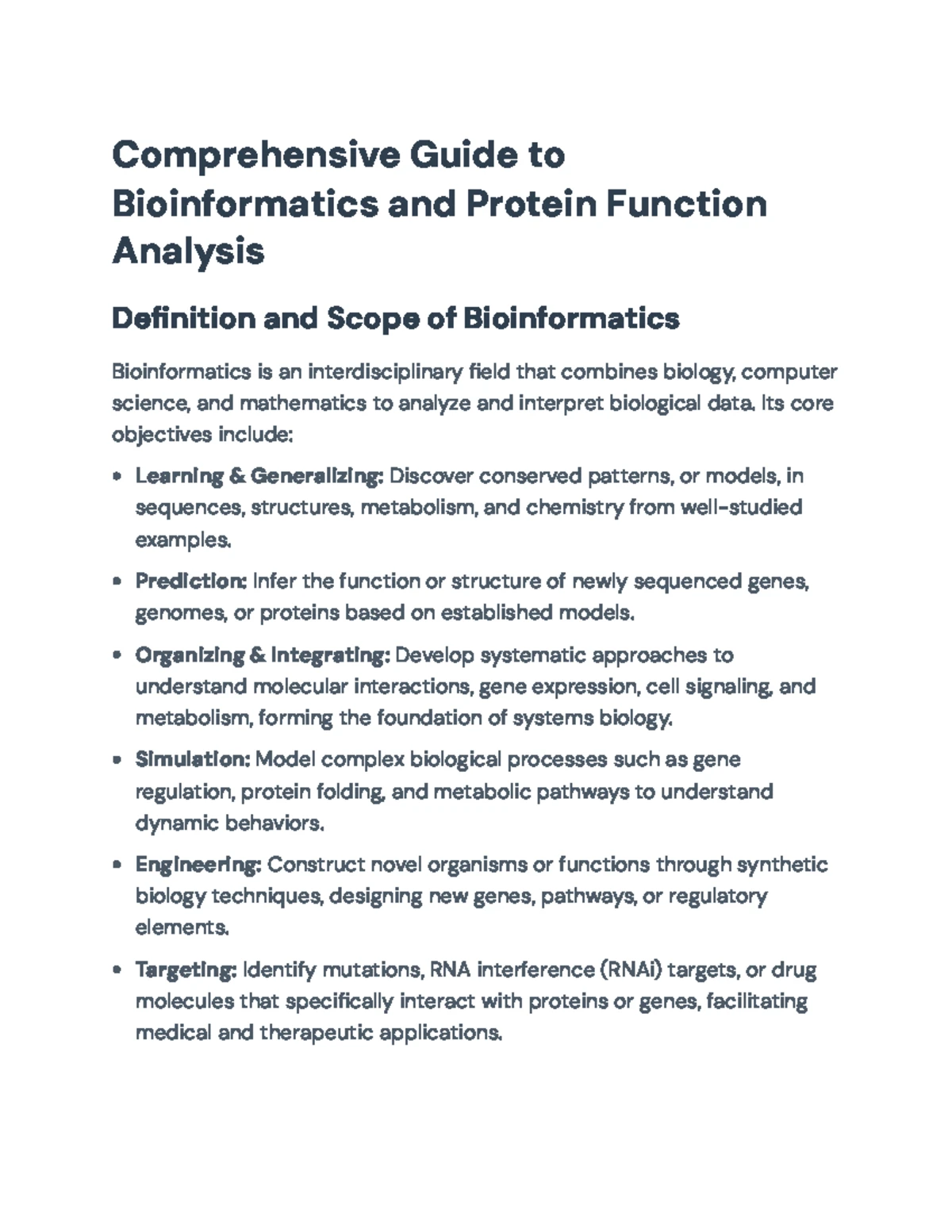 Comprehensive Guide to Bioinformatics (BIO101): Sequence & Structure ...