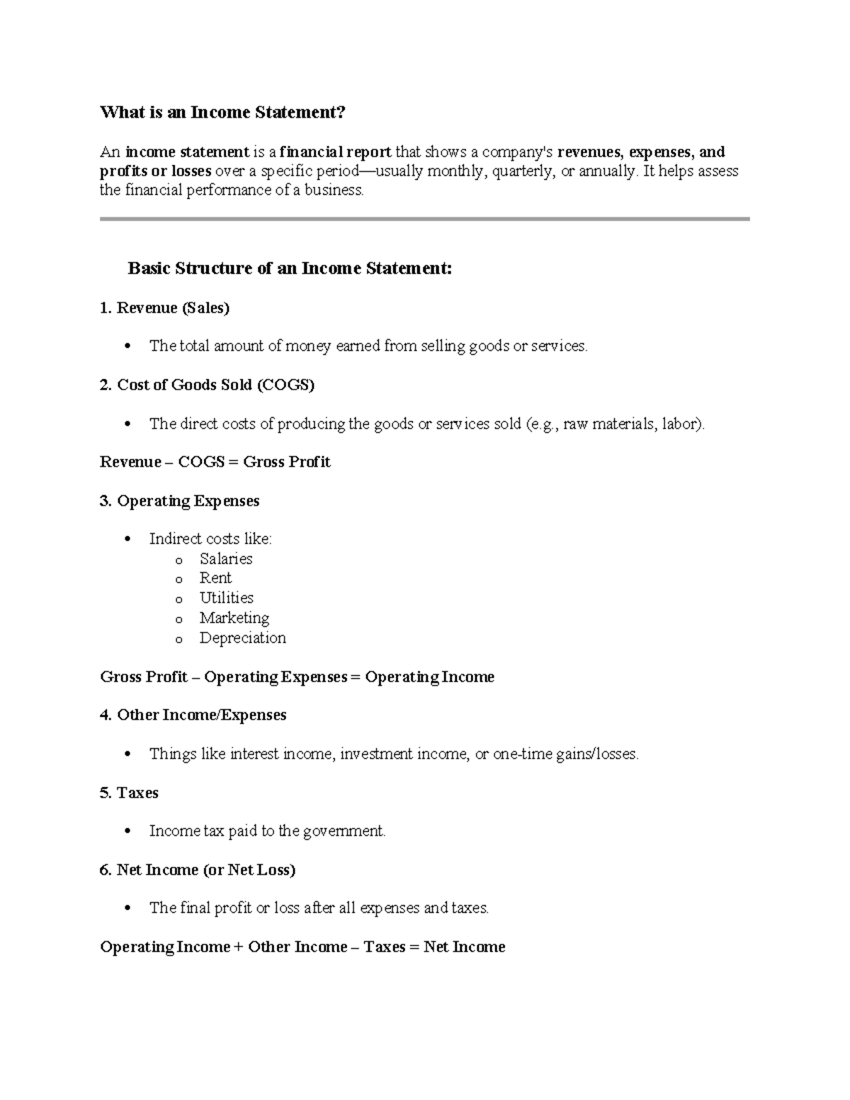 Income statements - learn - What is an Income Statement? An income ...