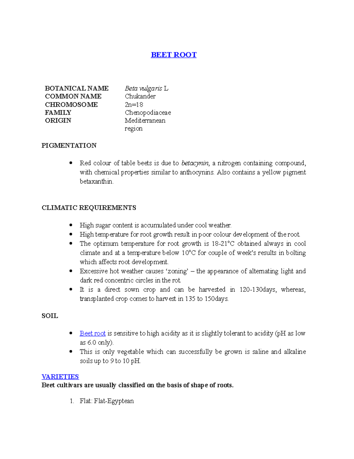 Beet root - production technology of beetroot notes - BEET ROOT ...