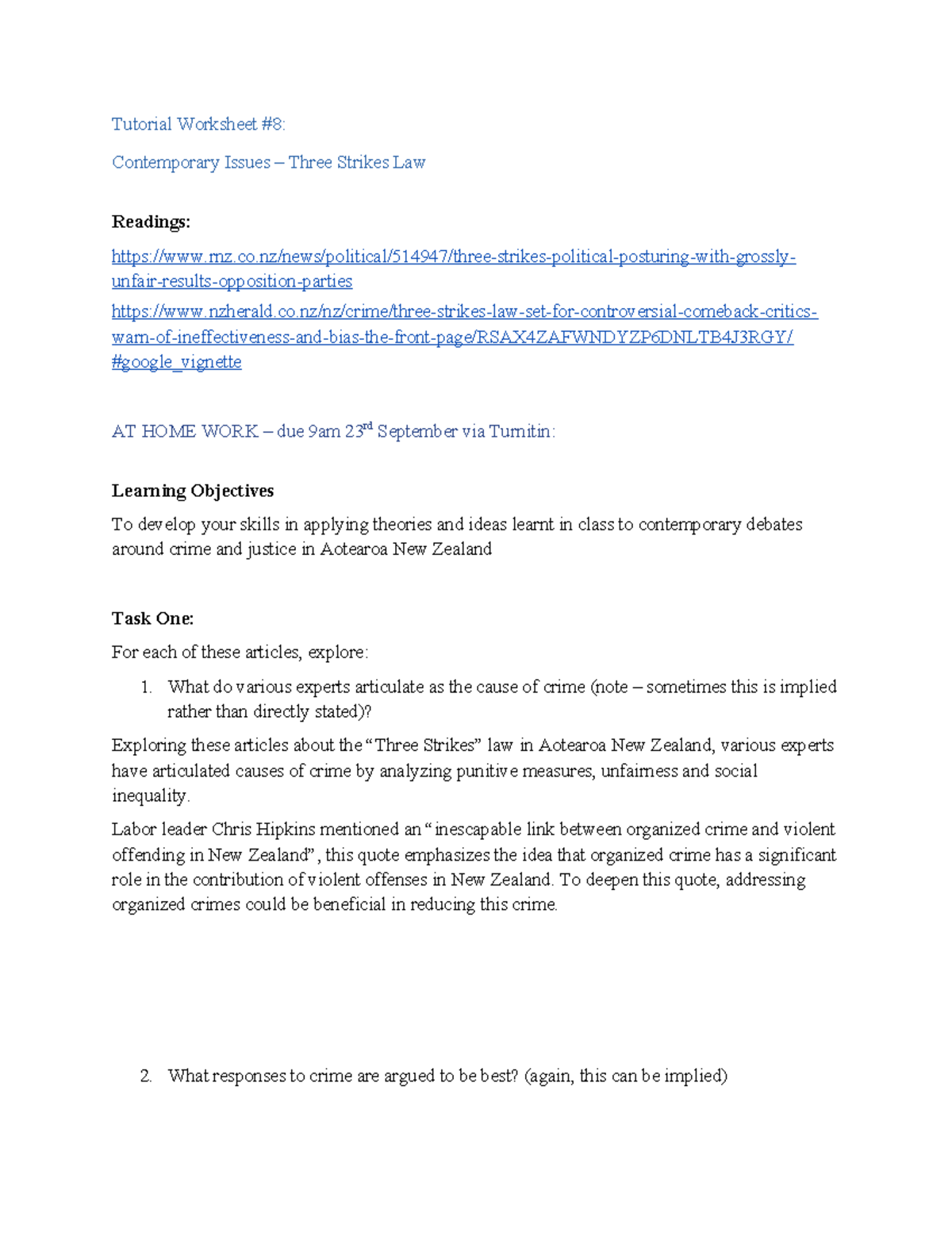 Tut Worksheet 8 - Tutorial Worksheet #8: Contemporary Issues – Three ...