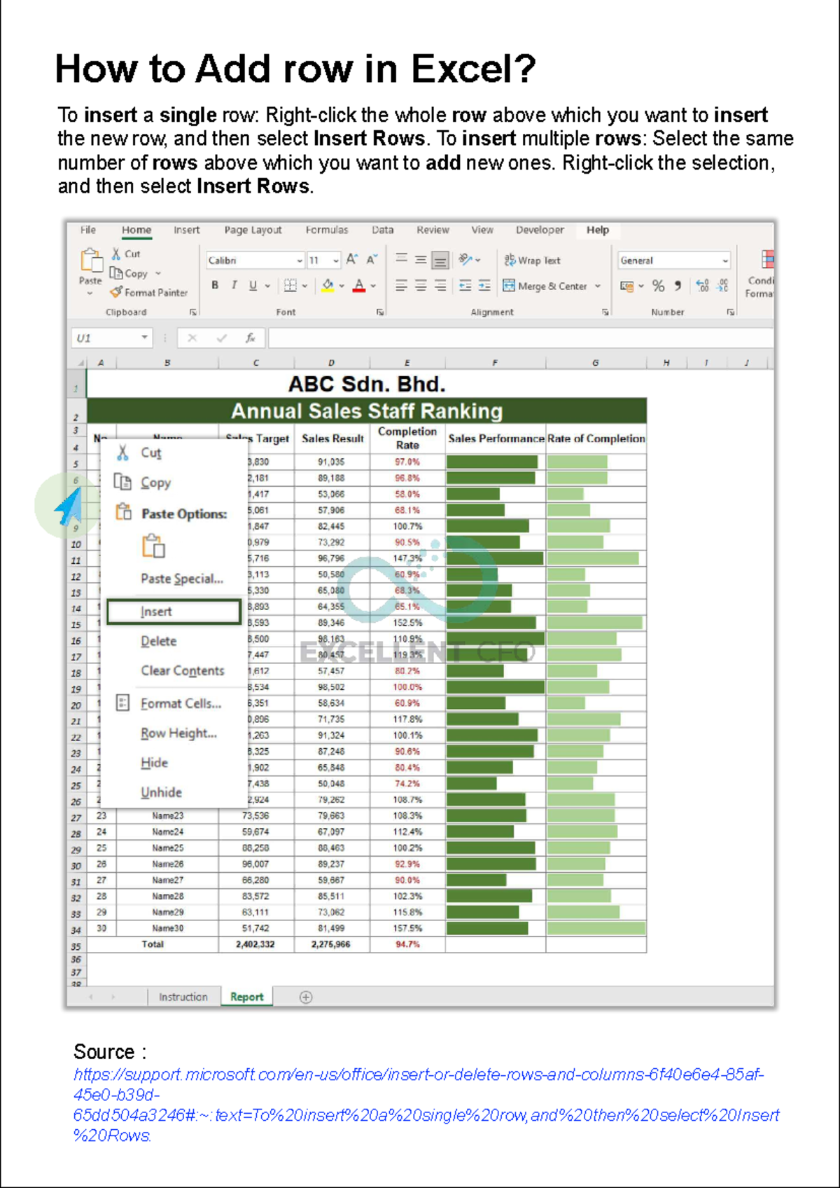 How to Add row in Excel - CHART - Diploma in Computer Science - How to ...