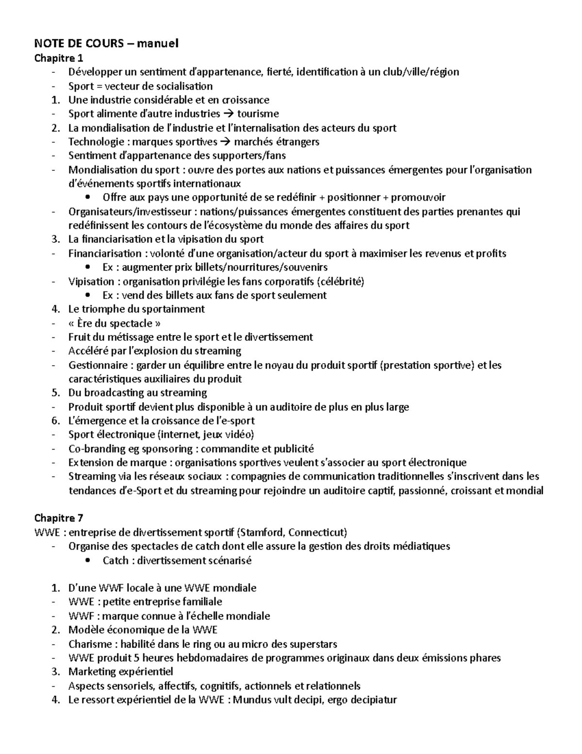 Notes manuel - Note de cours - NOTE DE COURS – manuel Chapitre 1 ...